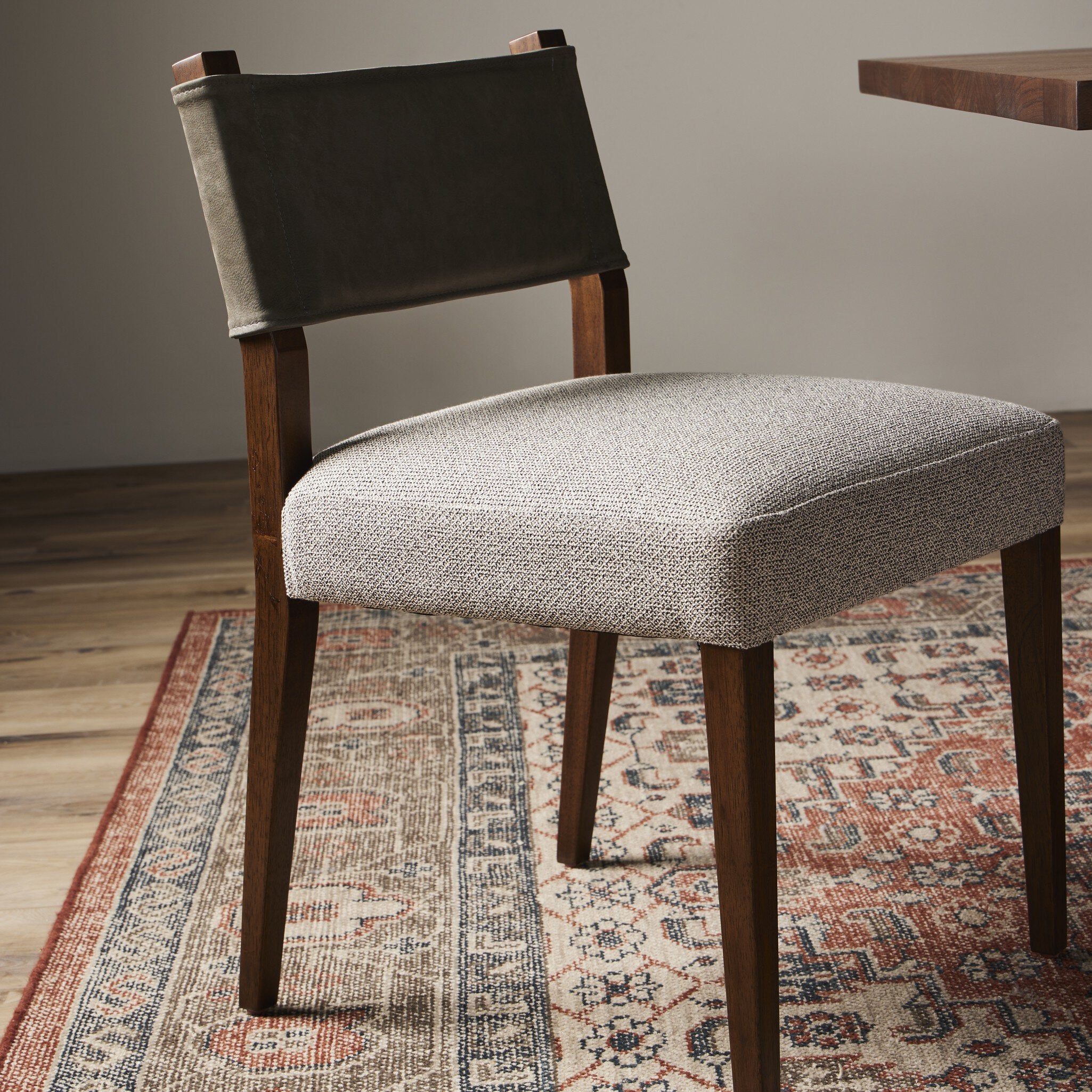 Four Hands Ferris Dining Chair — Nubuck Charcoal-Tulsa Ink-Antique Sable