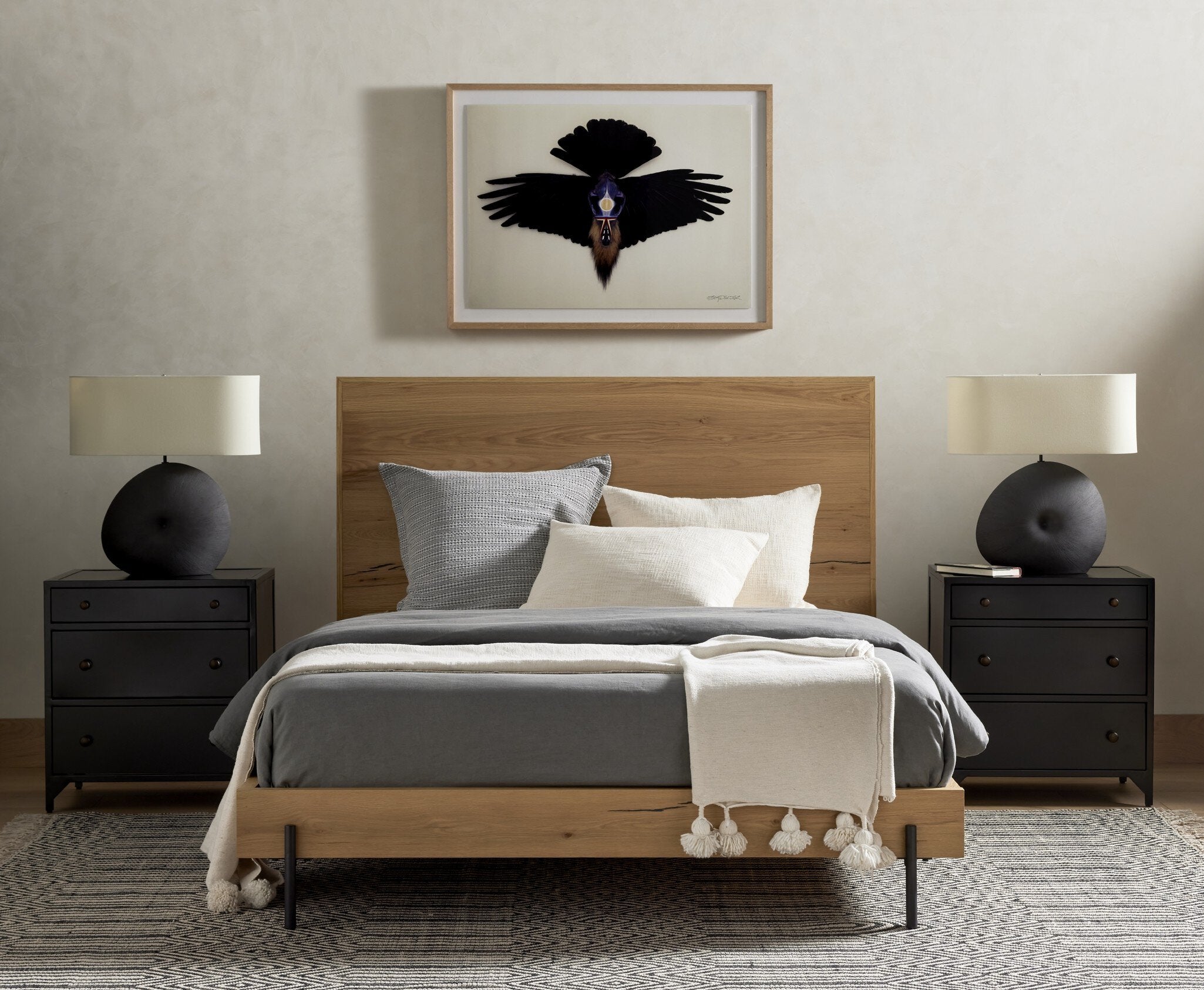 Four Hands Belmont Storage Nightstand — Black-Weathered Bronze