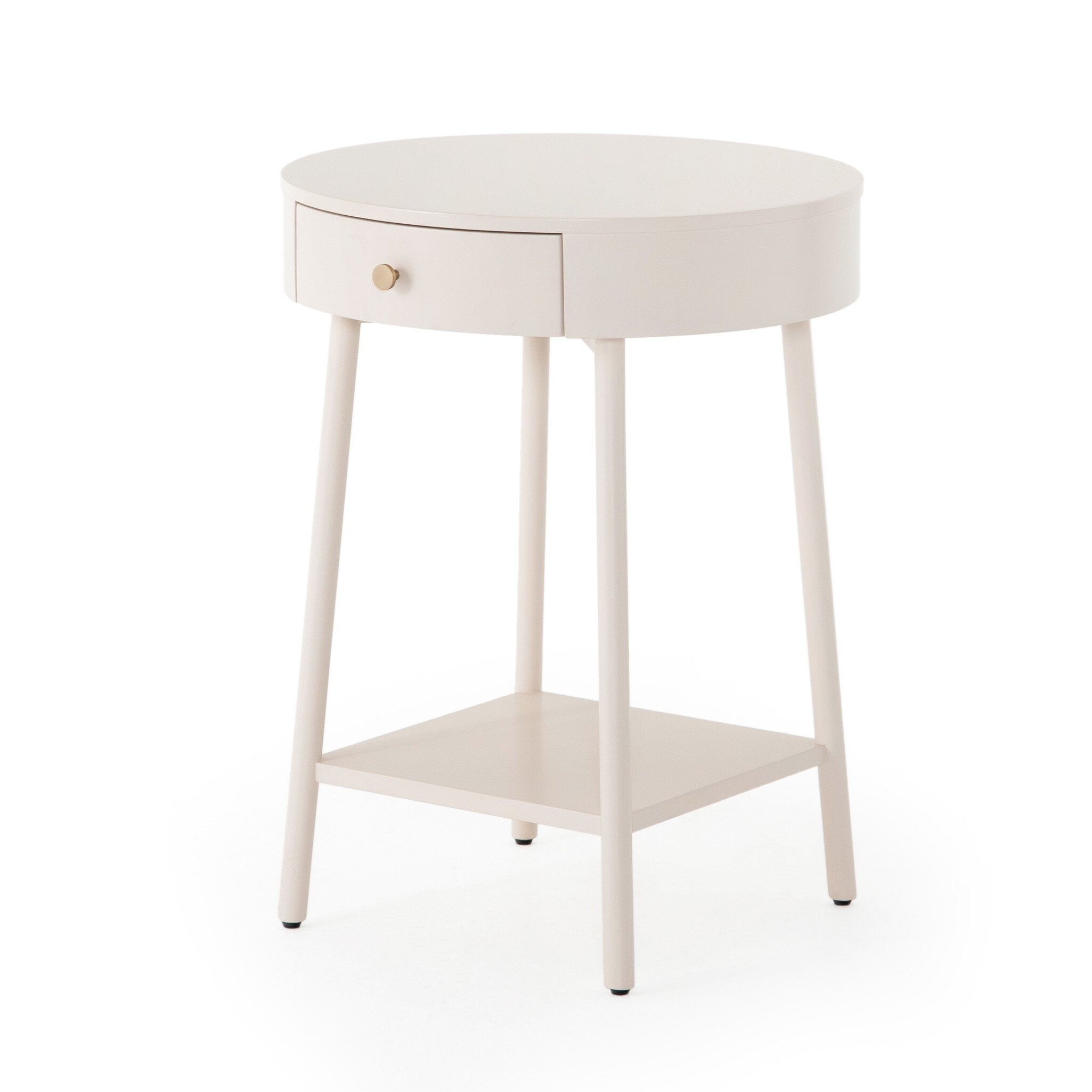 Four Hands Van Nightstand — Matte Alabaster-Golden Brass