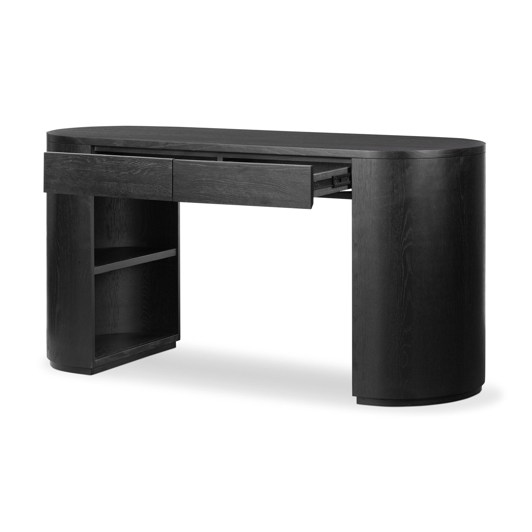 Four Hands Pilar Desk — Brushed Ebony Oak Veneer-Brushed Ebony Oak