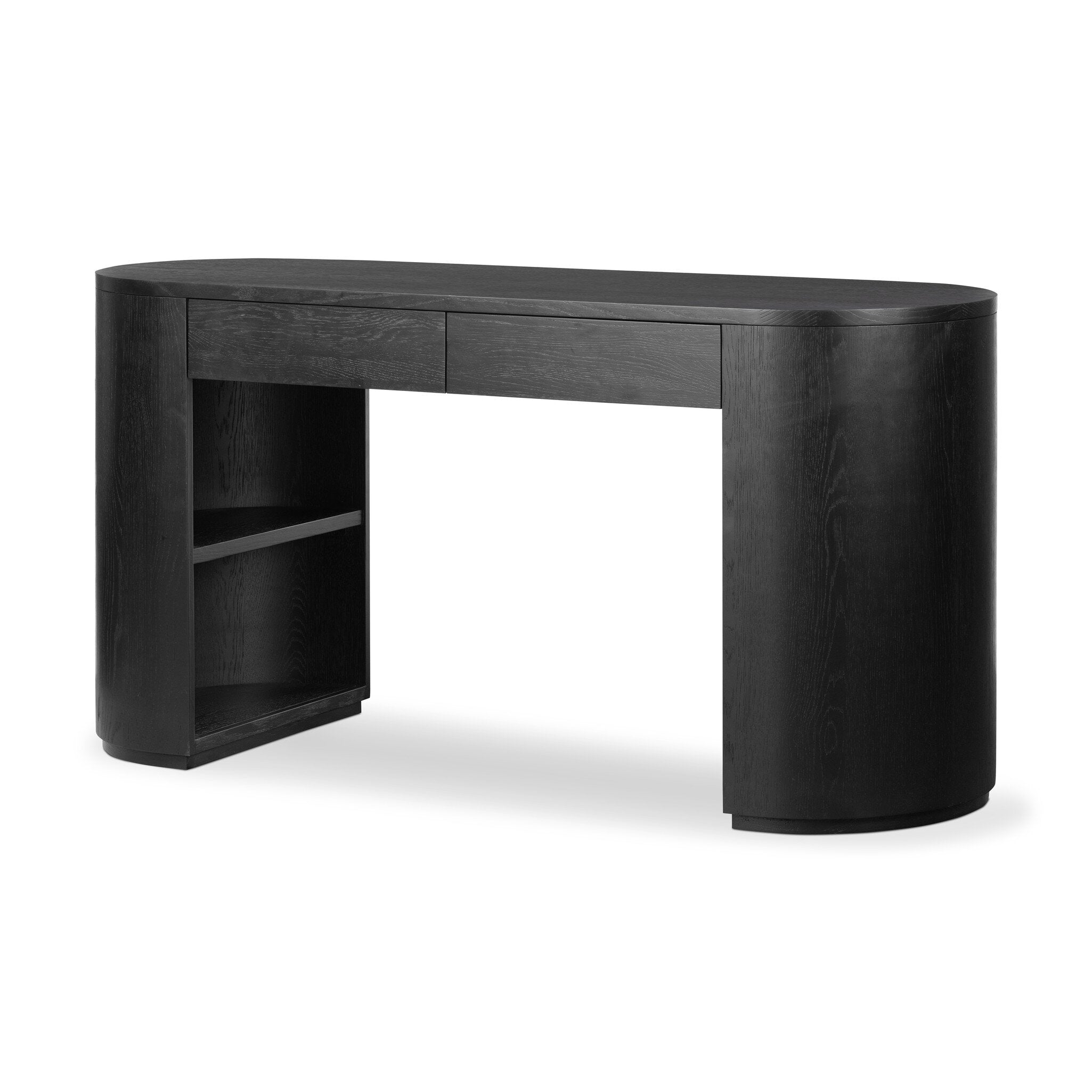 Four Hands Pilar Desk — Brushed Ebony Oak Veneer-Brushed Ebony Oak