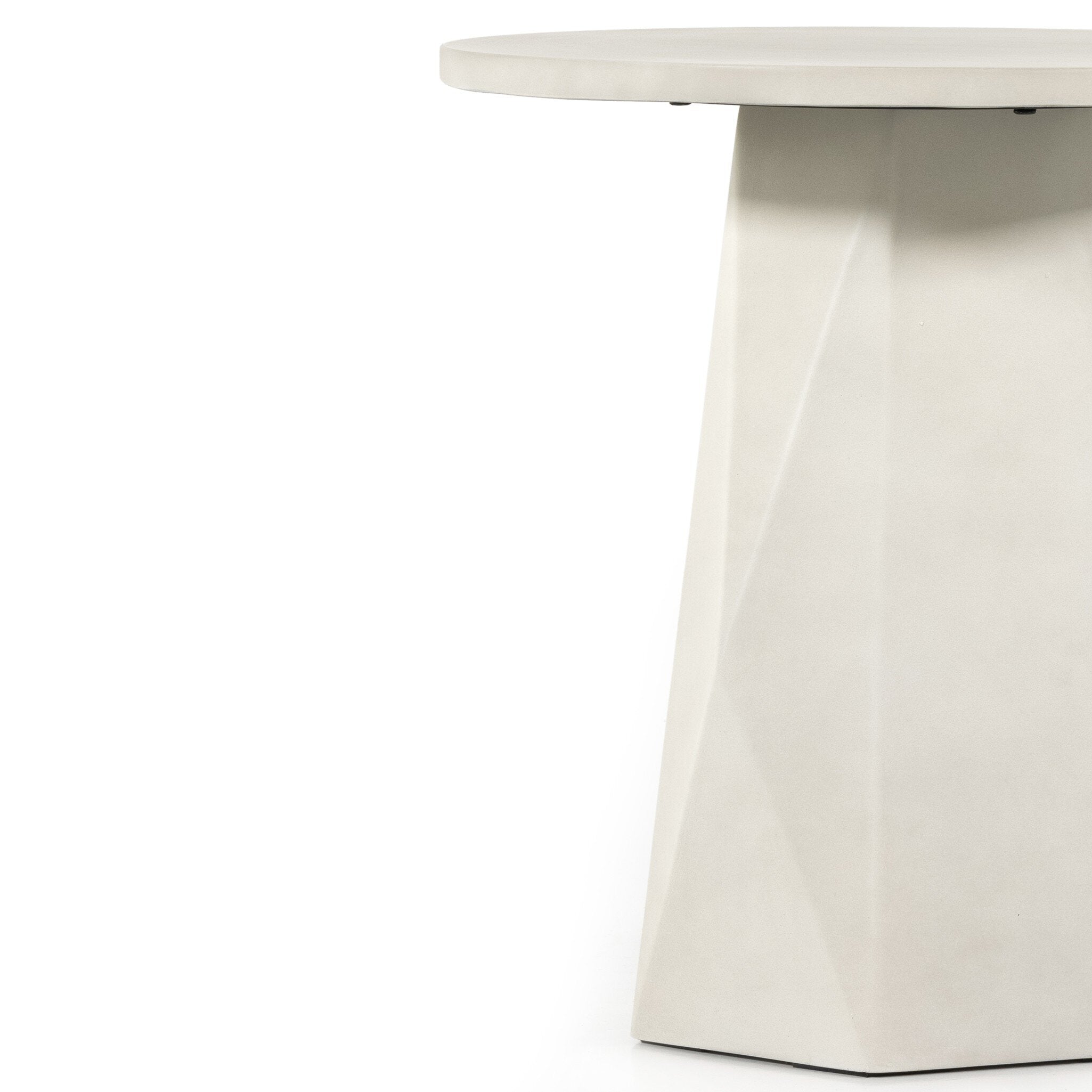 Four Hands Bowman Outdoor End Table — White Concrete