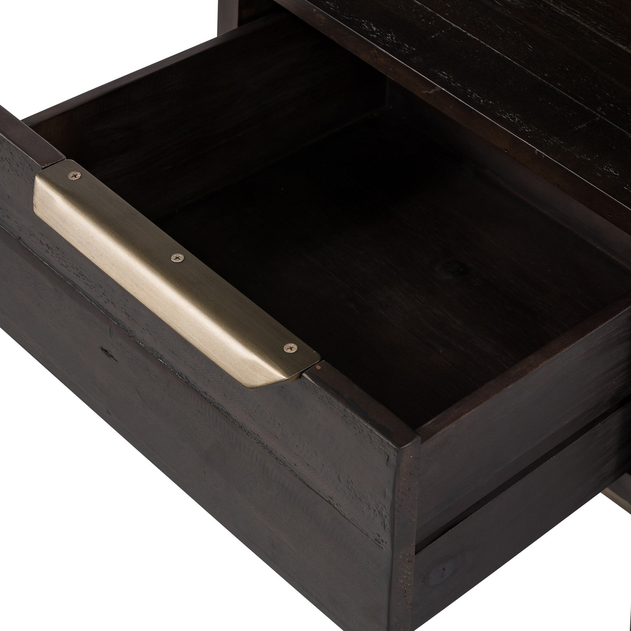 Four Hands Wyeth Nightstand — Dark Carbon-Antique Brass