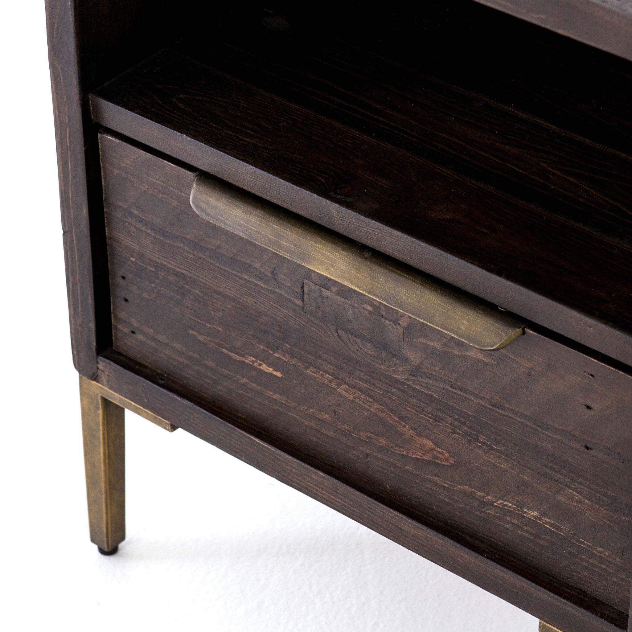 Four Hands Wyeth Nightstand — Dark Carbon-Antique Brass