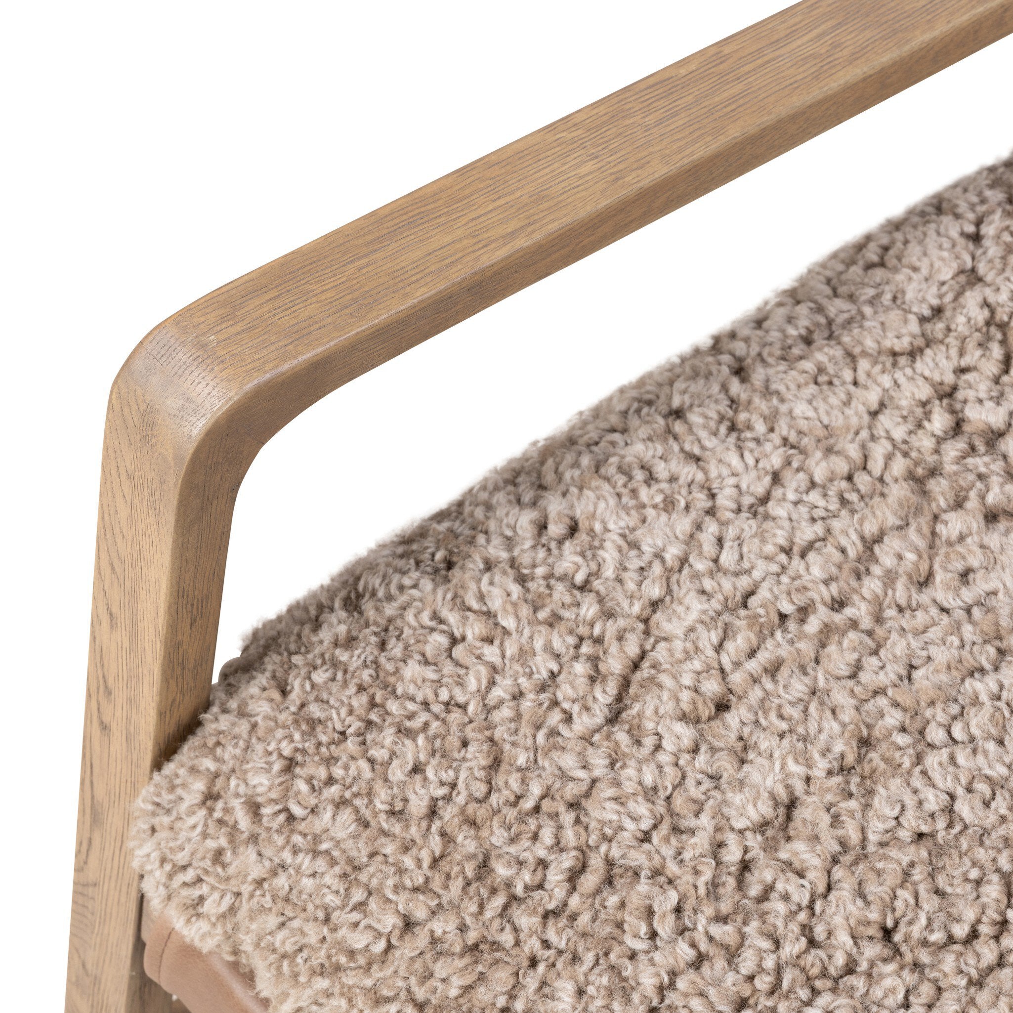 Four Hands Ace Chair — Taupe Shearling-Palermo Cigar-Drifted Oak