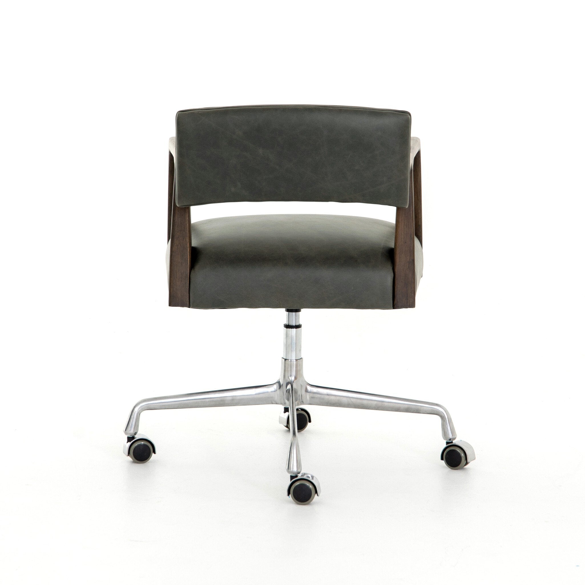 Four Hands Tyler Desk Chair — Chaps Ebony-Burnt Oak-Stainless Steel