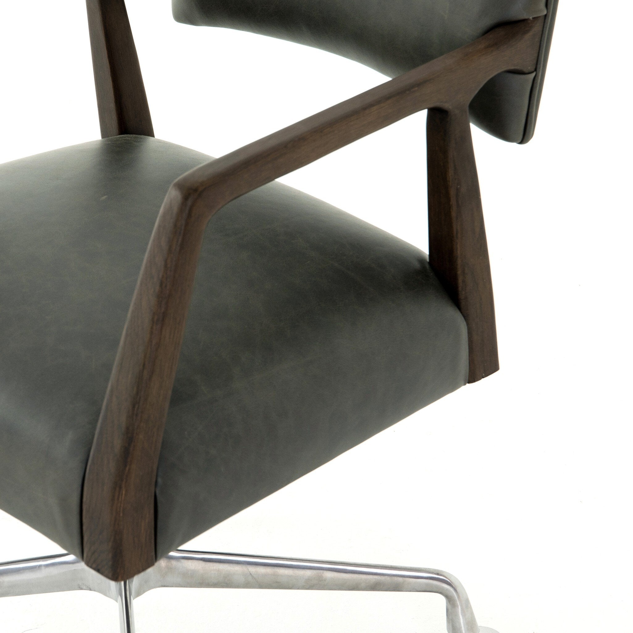 Four Hands Tyler Desk Chair — Chaps Ebony-Burnt Oak-Stainless Steel