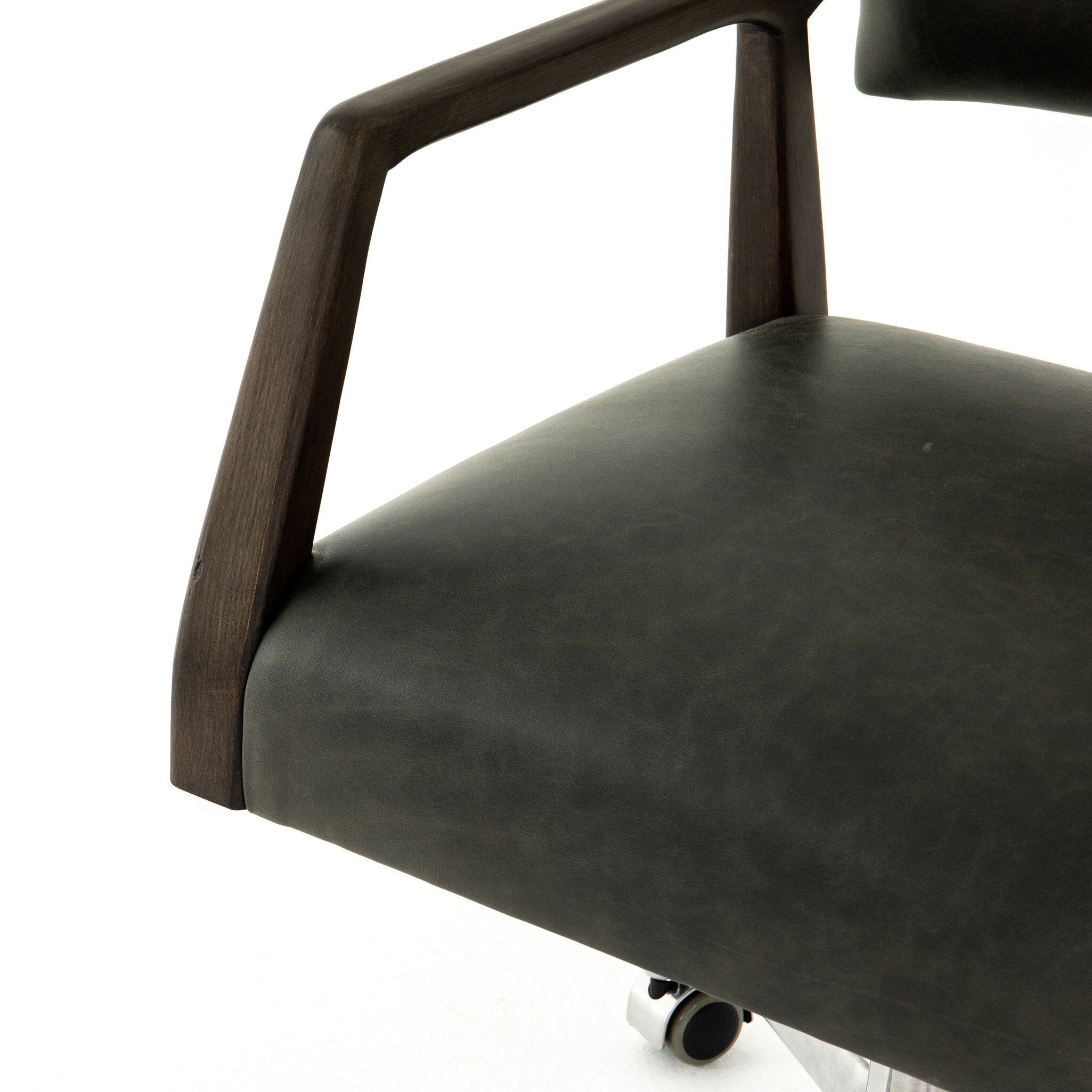 Four Hands Tyler Desk Chair — Chaps Ebony-Burnt Oak-Stainless Steel