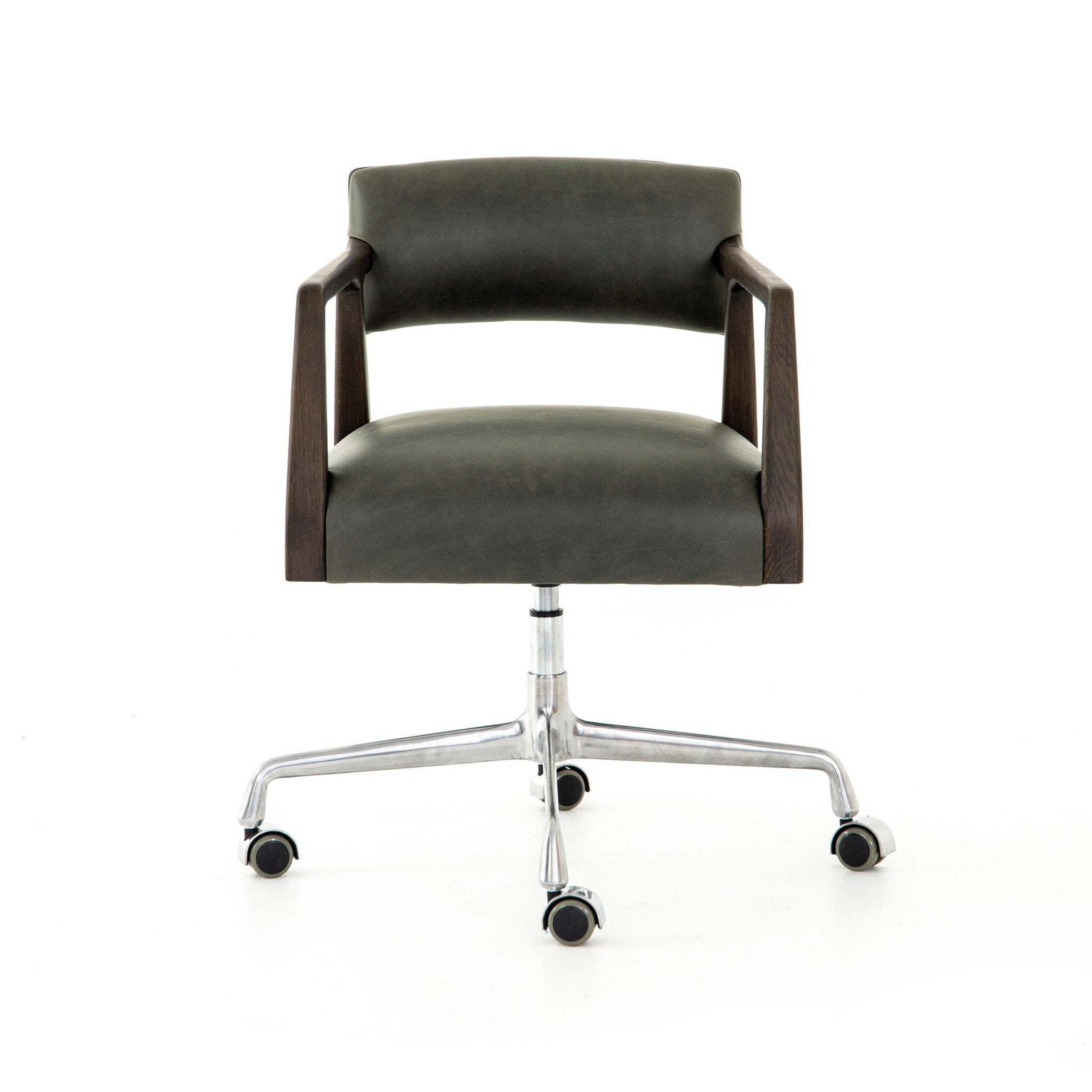 Four Hands Tyler Desk Chair — Chaps Ebony-Burnt Oak-Stainless Steel
