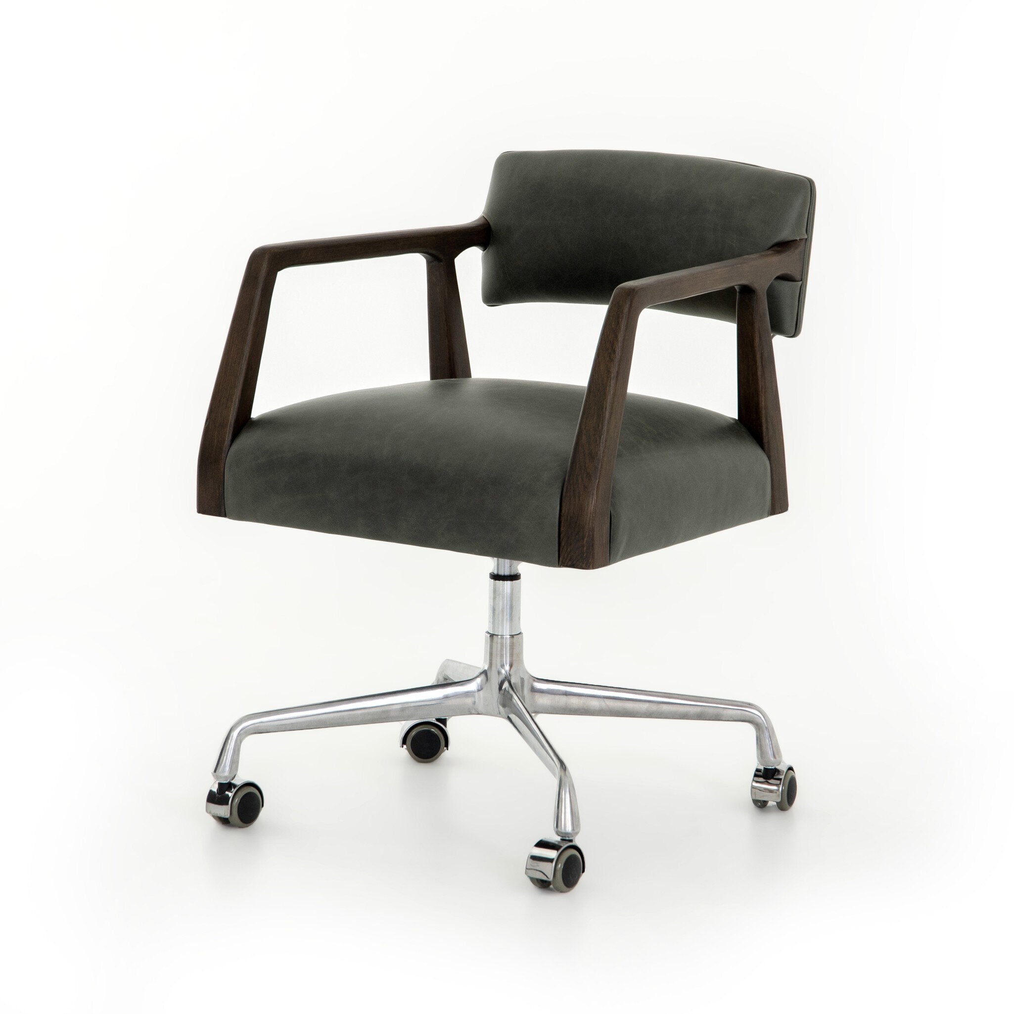 Four Hands Tyler Desk Chair — Chaps Ebony-Burnt Oak-Stainless Steel