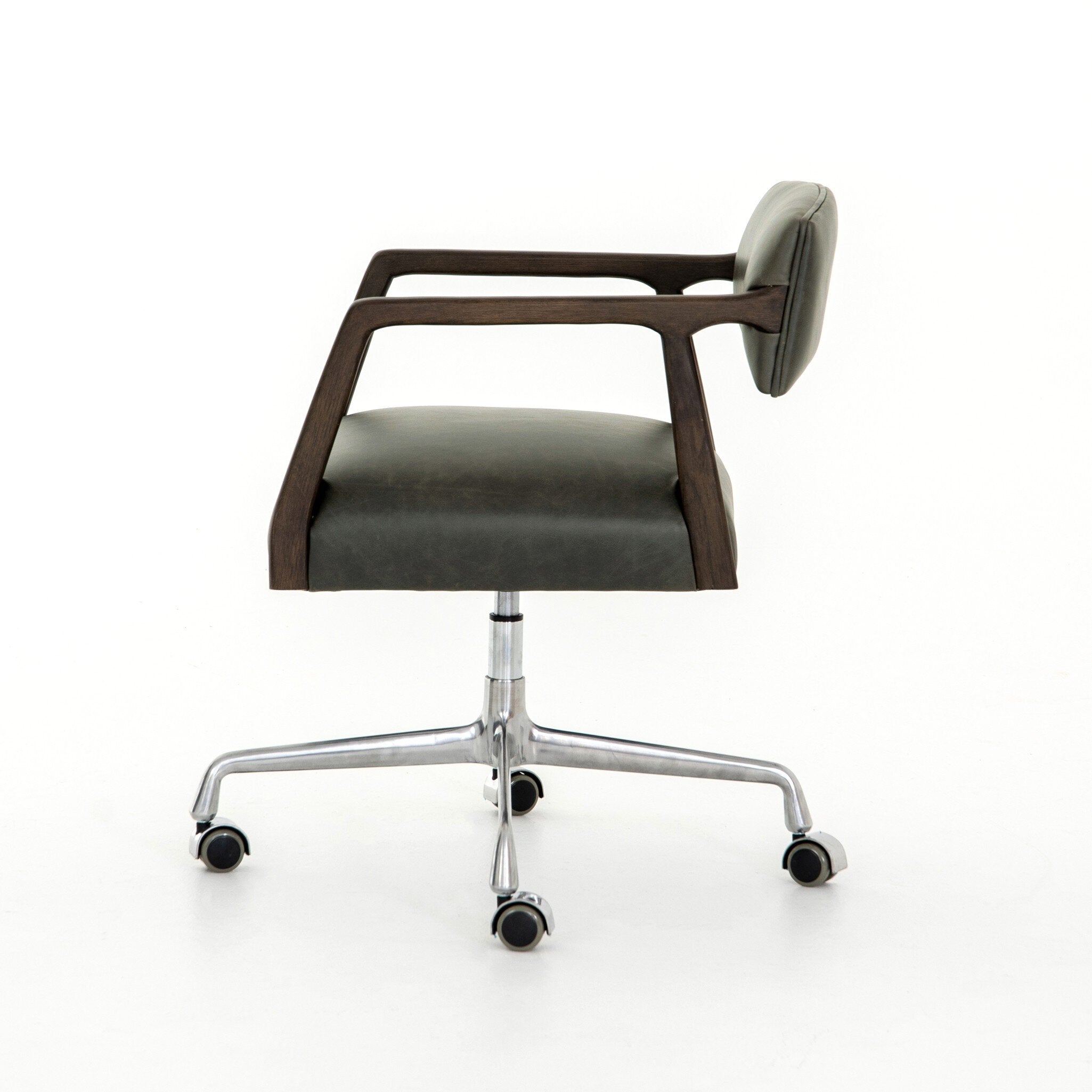 Four Hands Tyler Desk Chair — Chaps Ebony-Burnt Oak-Stainless Steel