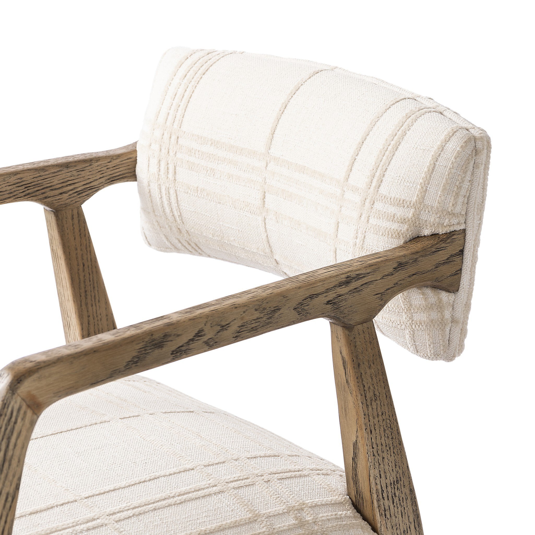 Four Hands Tyler Desk Chair — Sheffield Ivory-Distressed Oak-Stainless Steel
