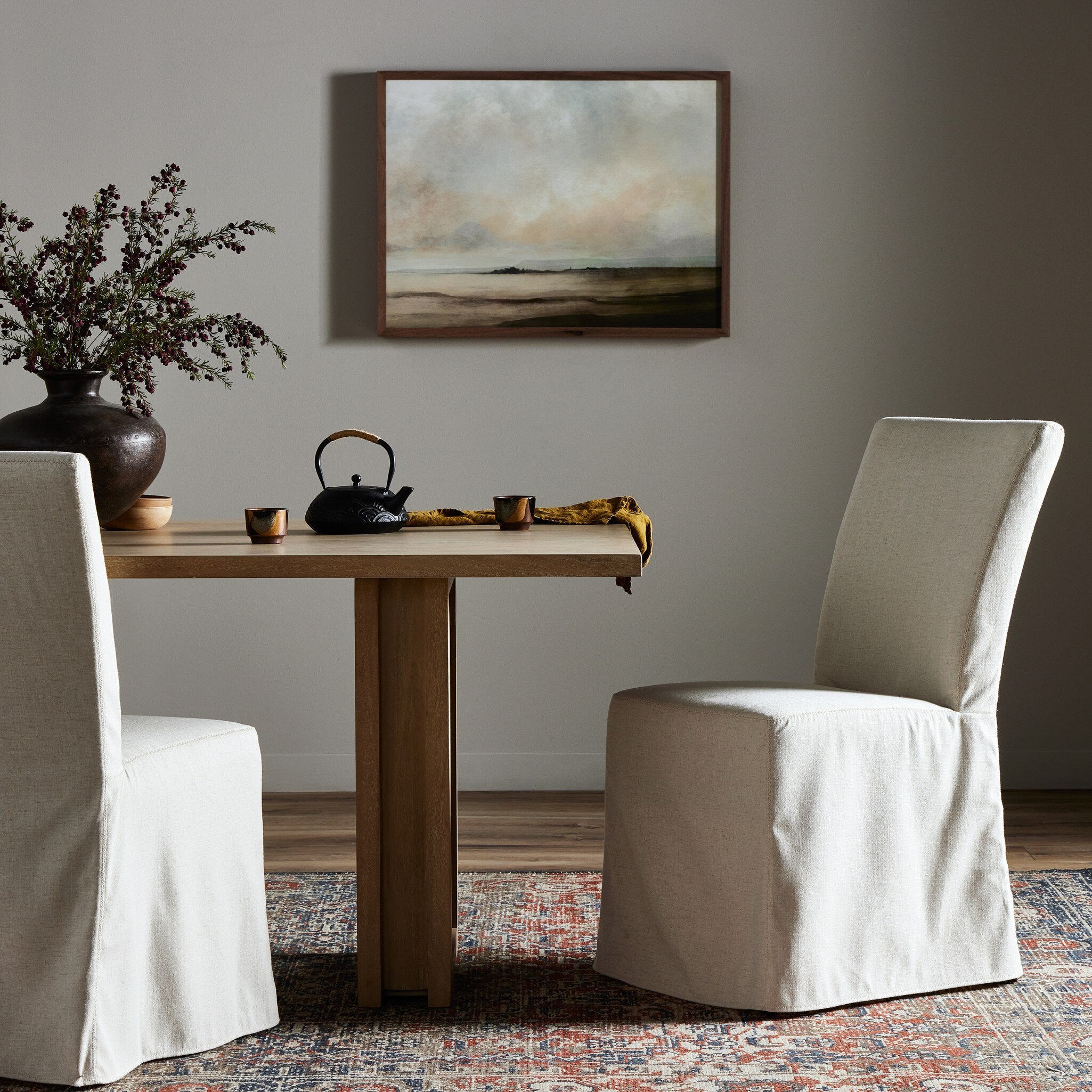 Four Hands Vista Slipcovered Dining Chair — Savile Flax-Coffee Bean