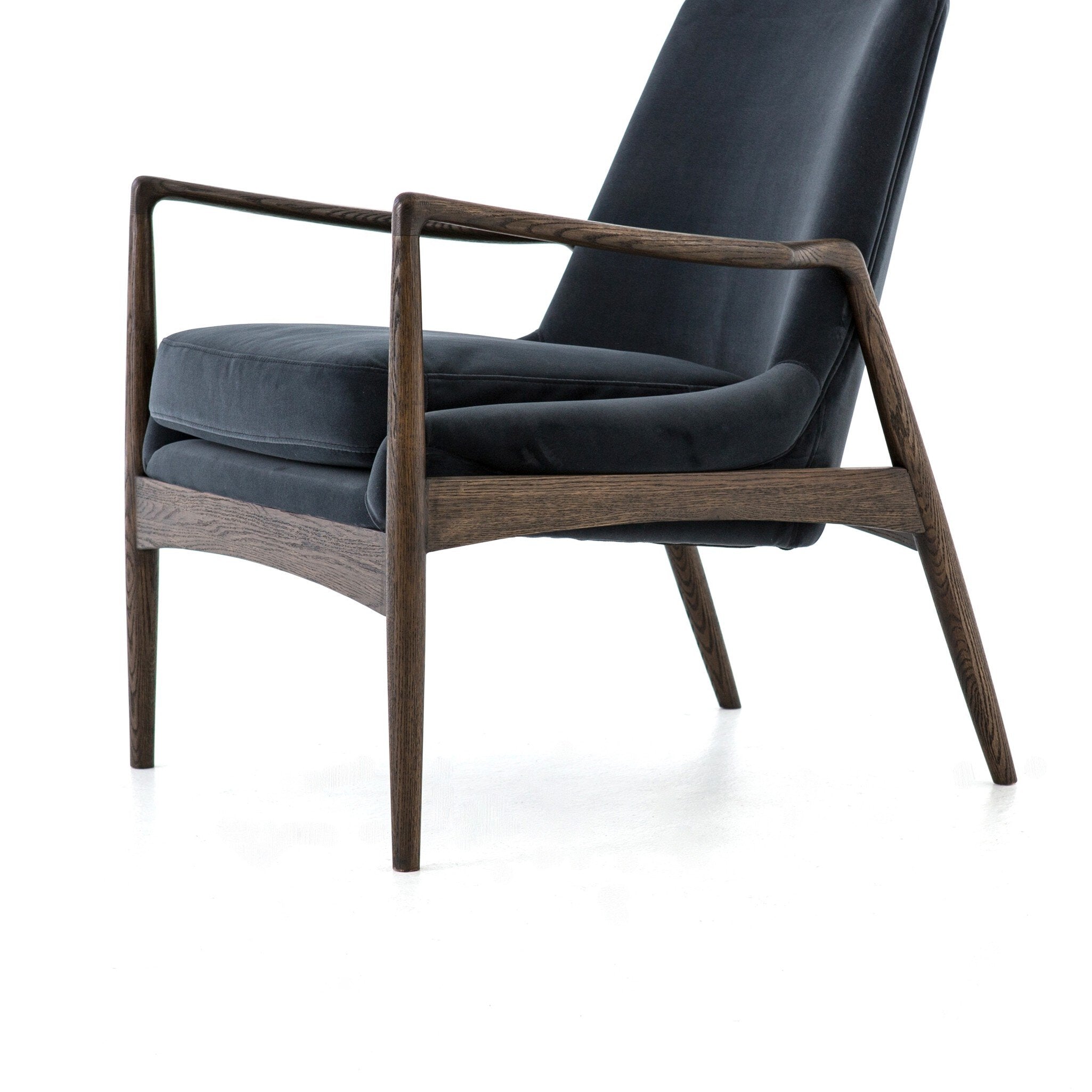 Four Hands Braden Chair — Modern Velvet Shadow-Warm Oak