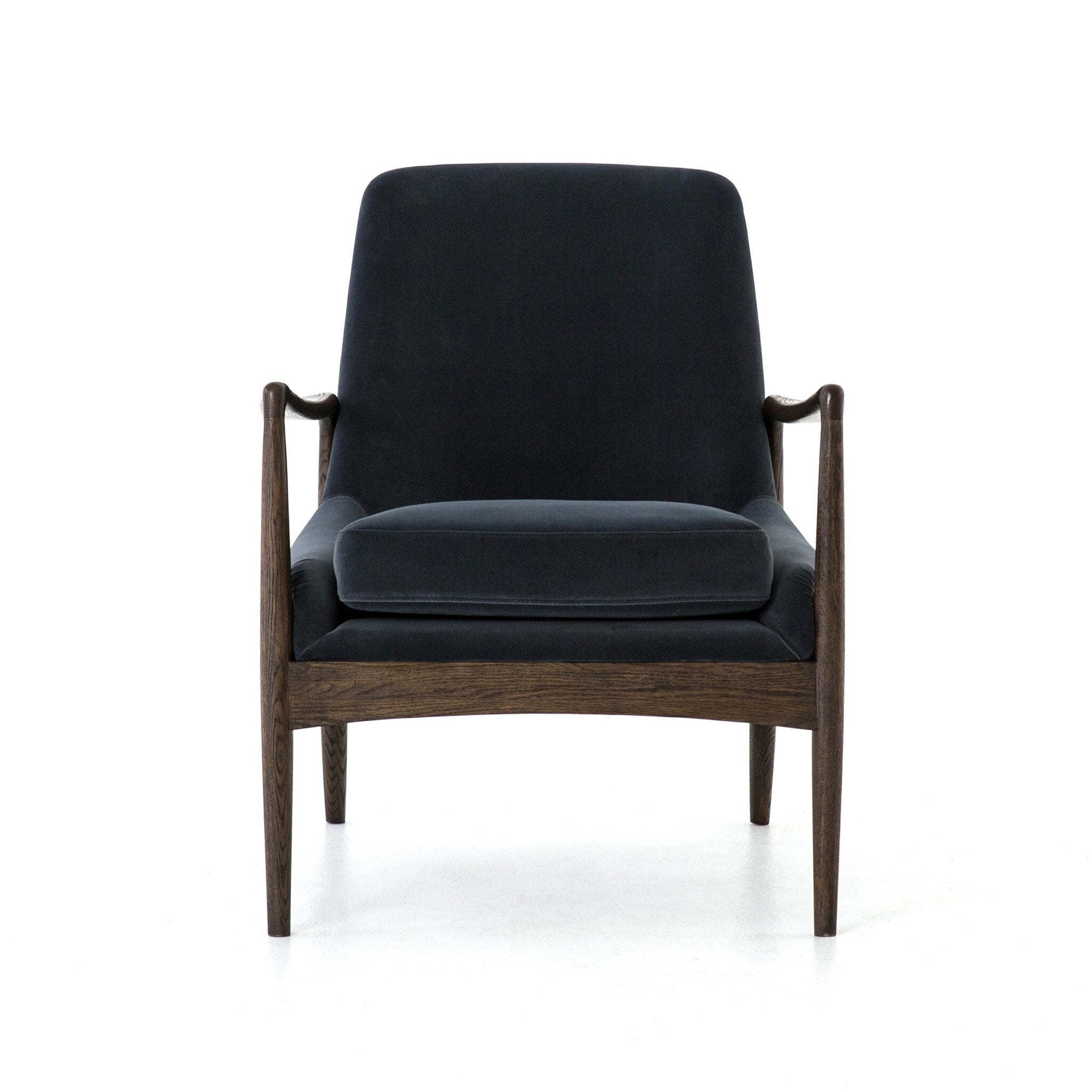 Four Hands Braden Chair — Modern Velvet Shadow-Warm Oak