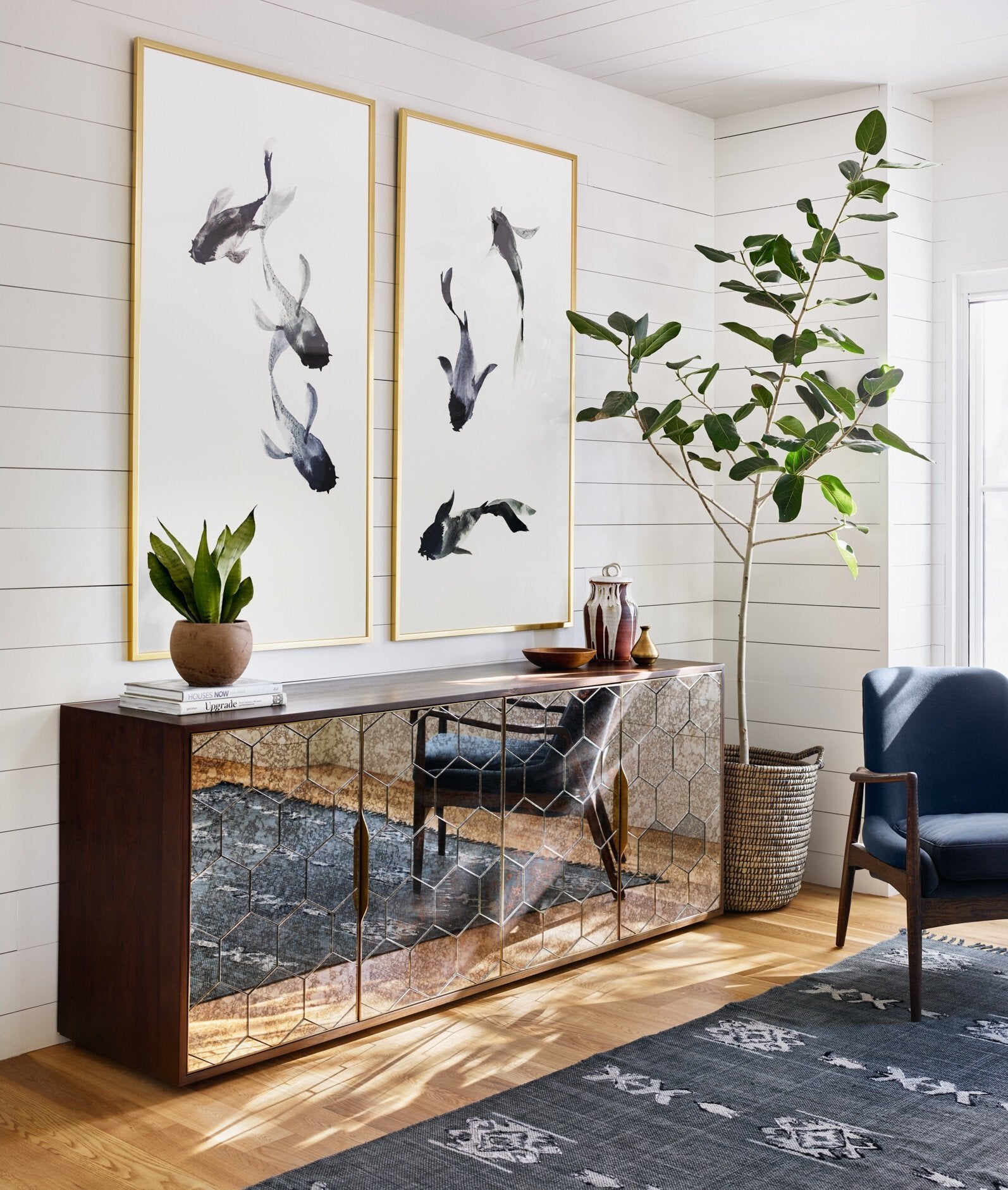 Four Hands Braden Chair — Modern Velvet Shadow-Warm Oak