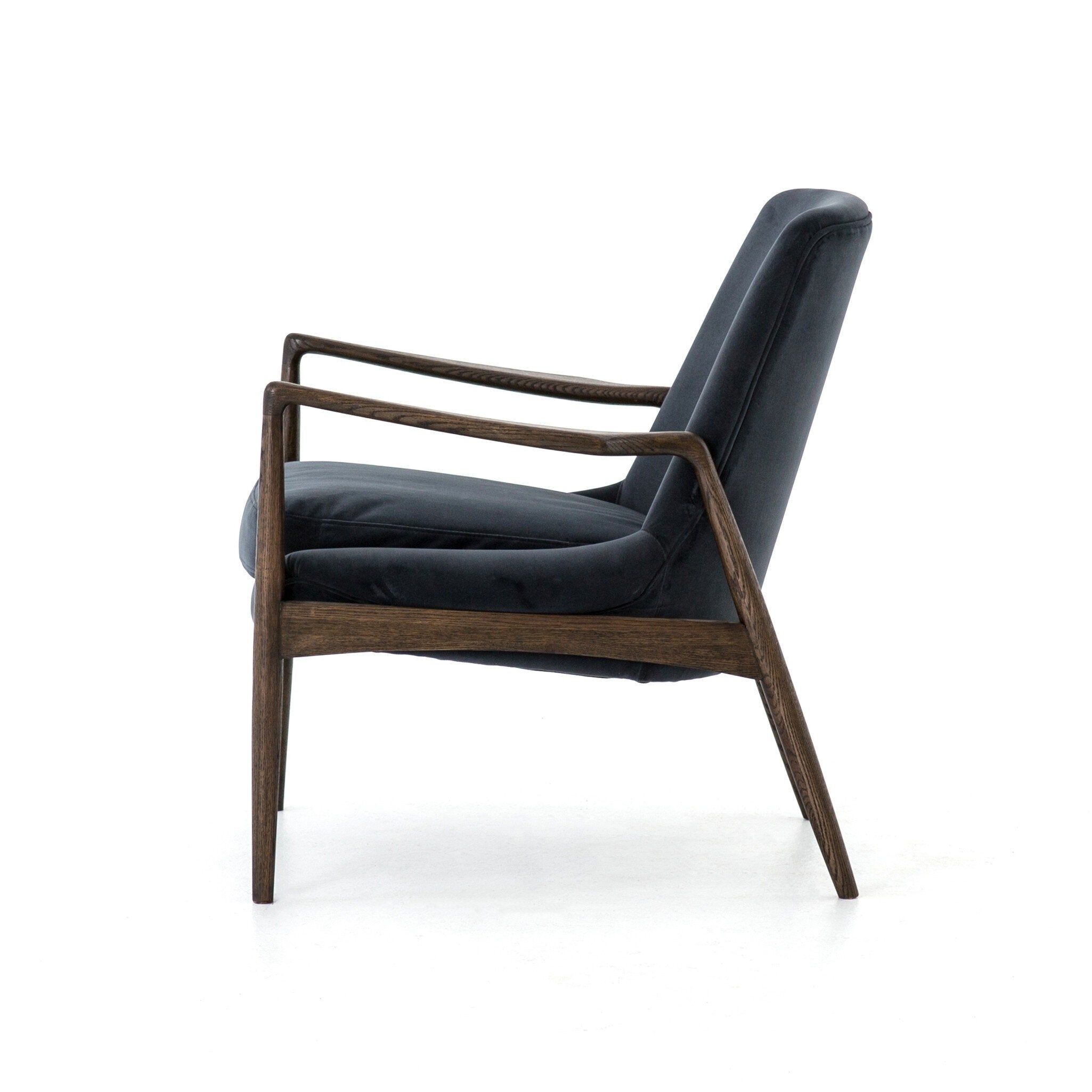 Four Hands Braden Chair — Modern Velvet Shadow-Warm Oak