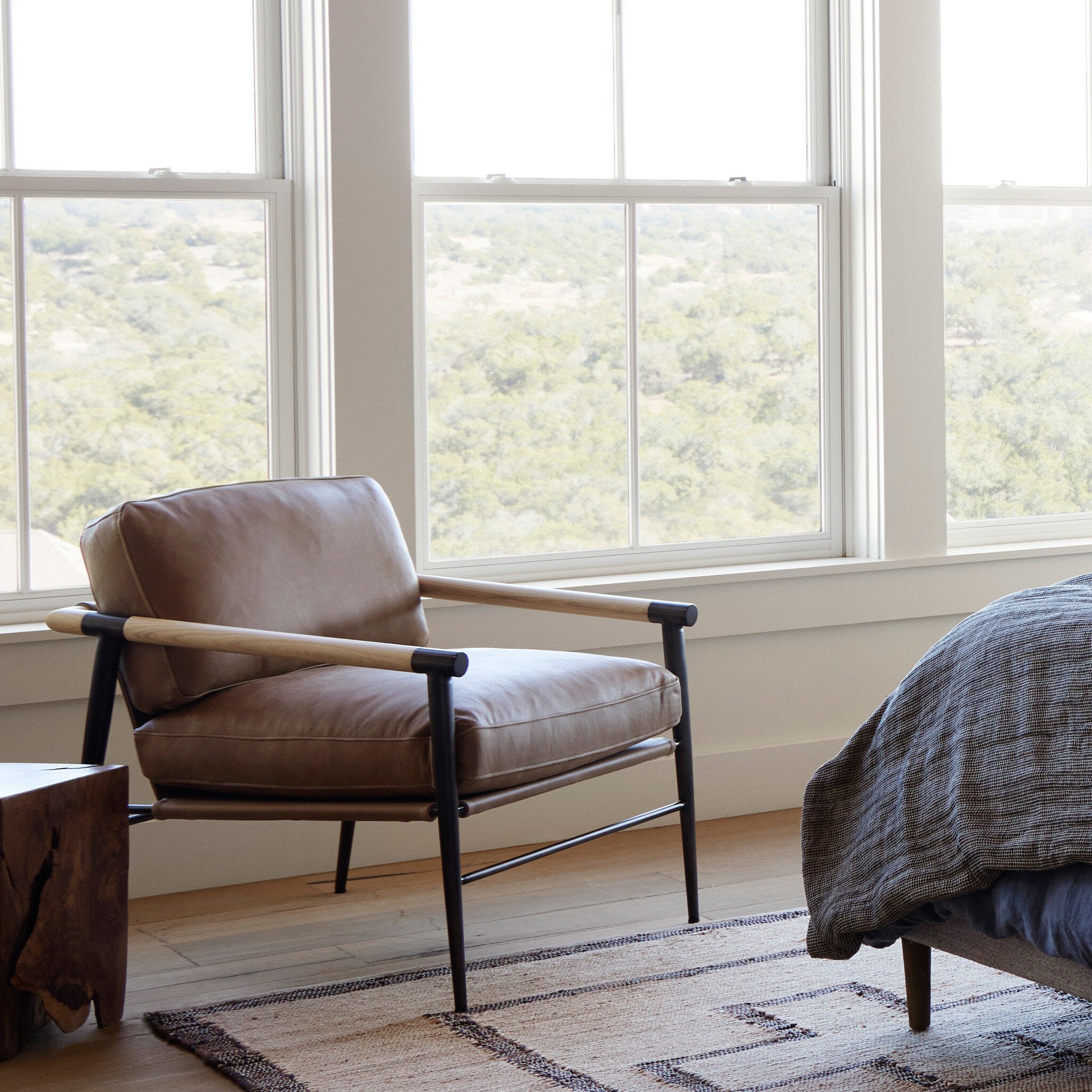 Four Hands Rowen Chair — Palermo Drift-Carbon Black-Natural Whitewash Ash