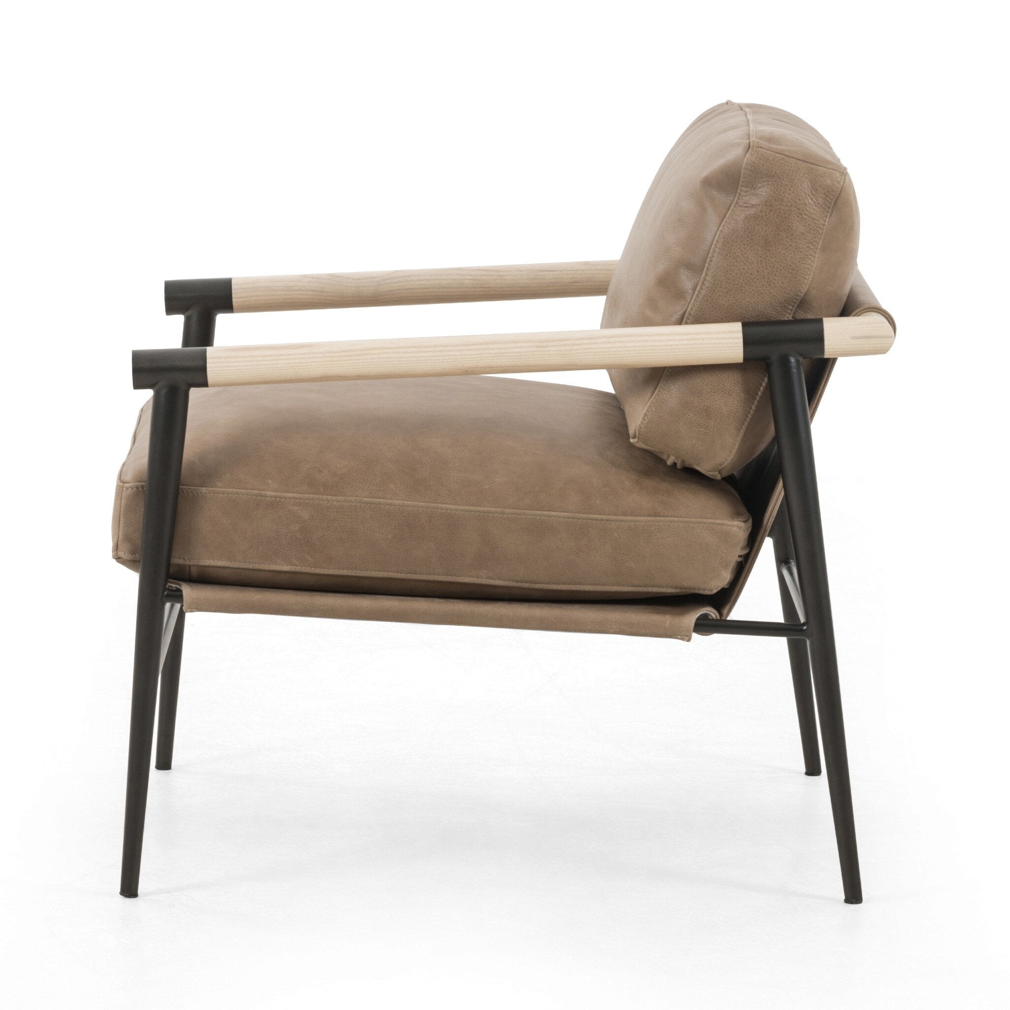 Four Hands Rowen Chair — Palermo Drift-Carbon Black-Natural Whitewash Ash