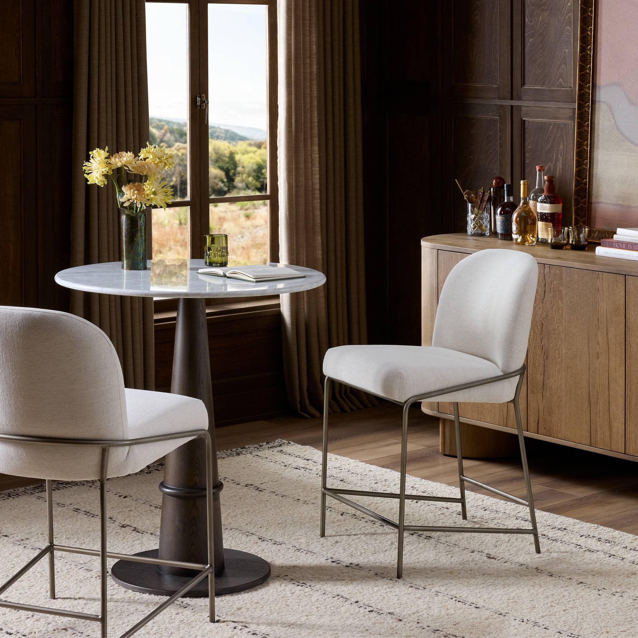 Four Hands Astrud Bar + Counter Stool — Crypton Nomad Snow-Brushed Slate-Counter