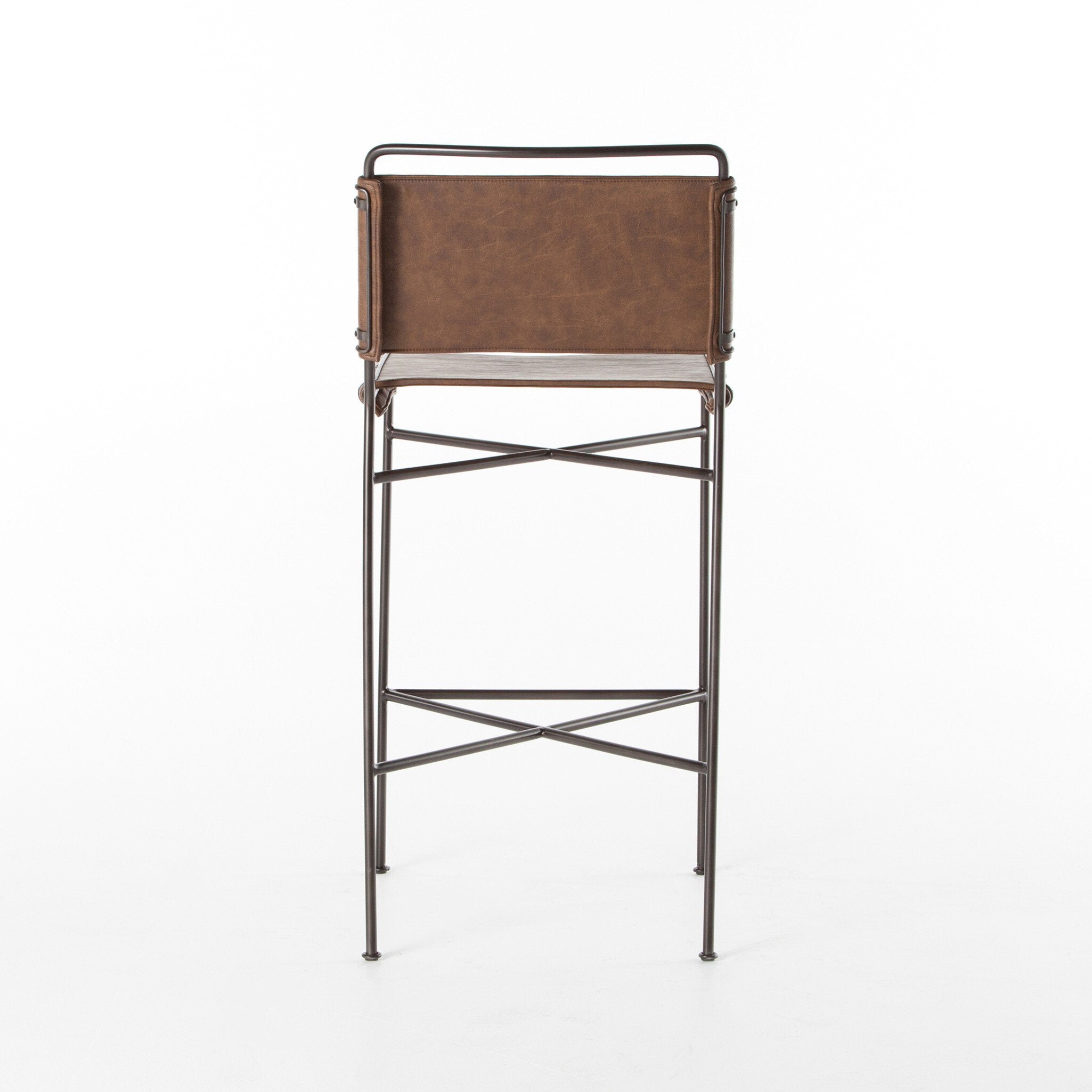 Four Hands Wharton Bar + Counter Stool — Distressed Brown-Waxed Black-Bar