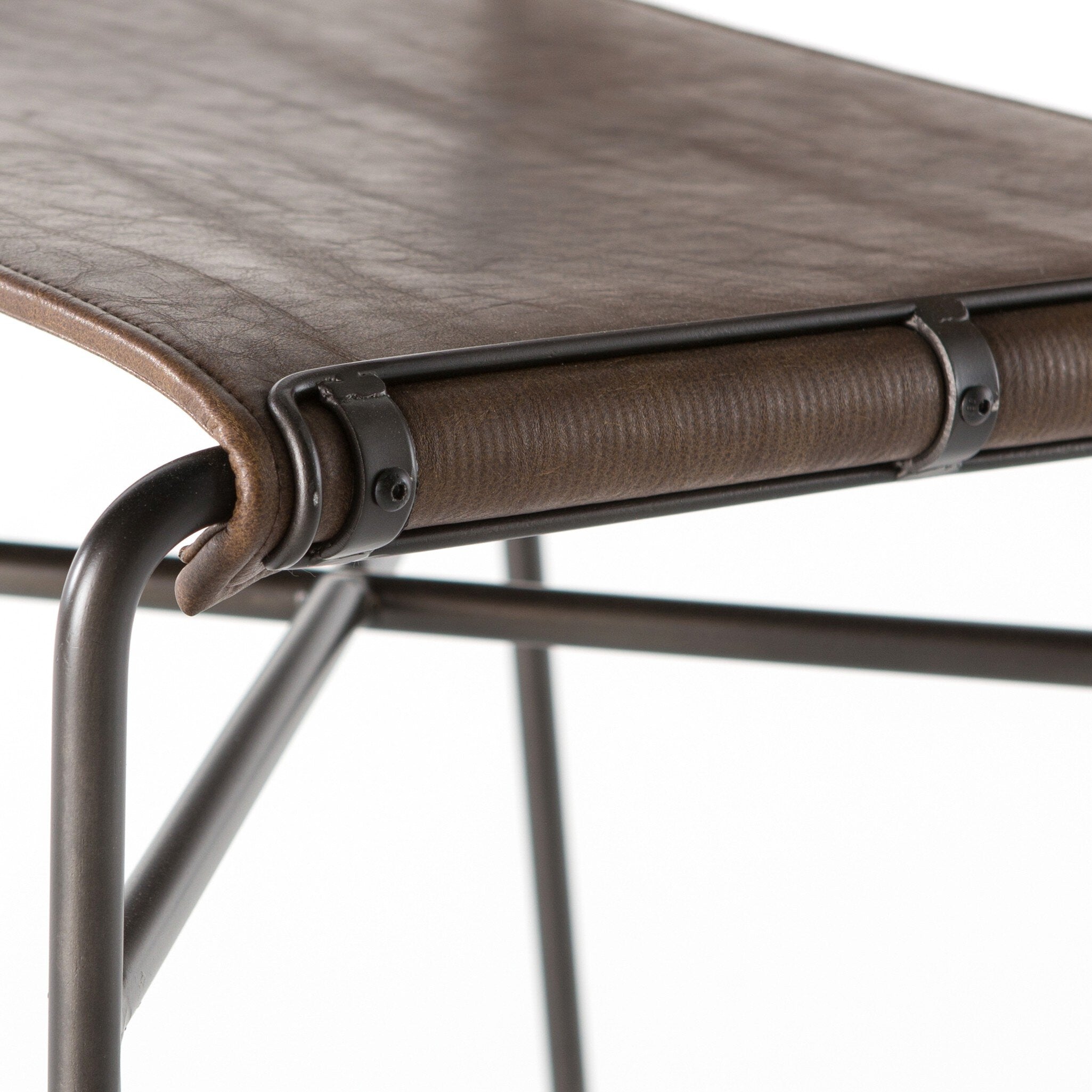 Four Hands Wharton Bar + Counter Stool — Distressed Brown-Waxed Black-Counter