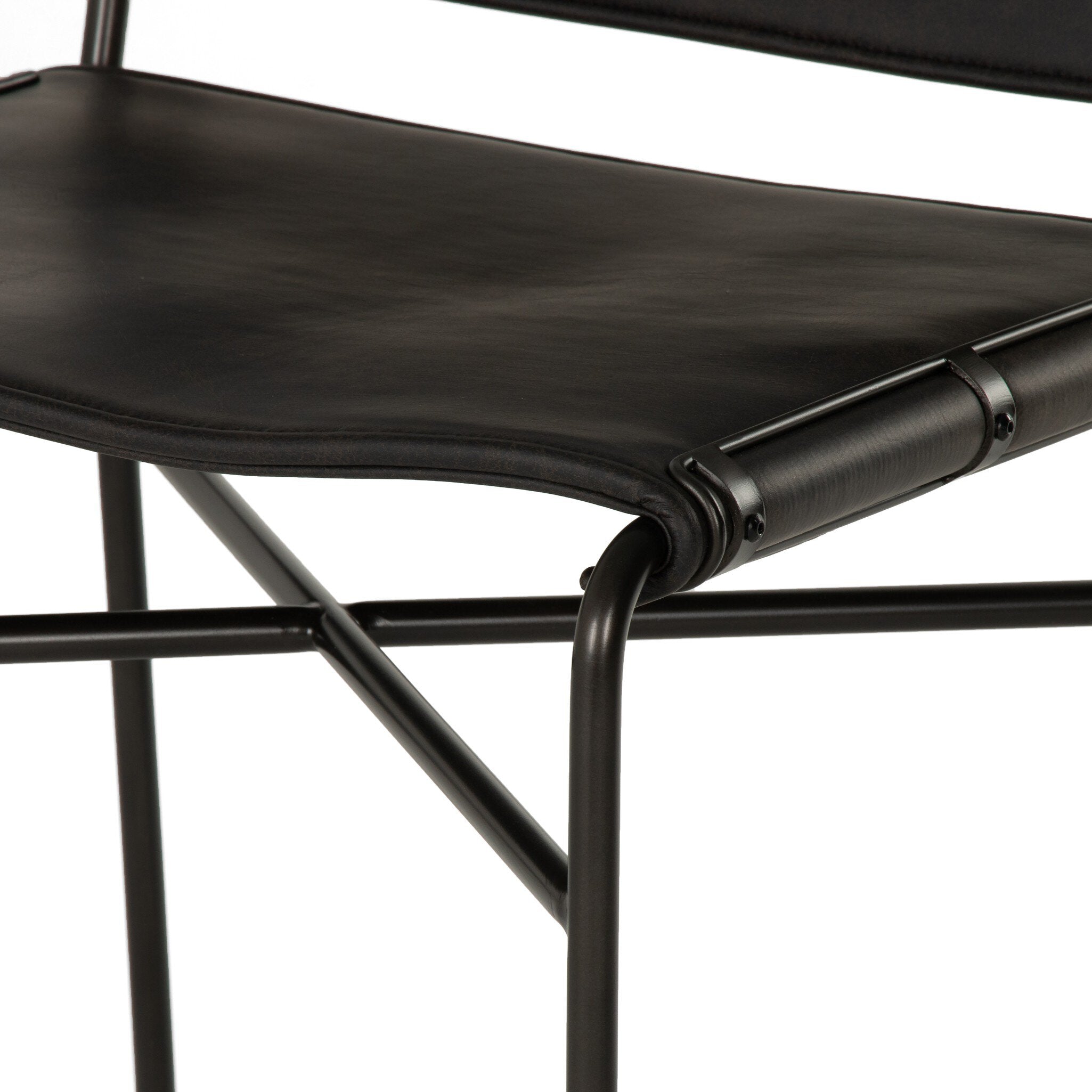 Four Hands Wharton Bar + Counter Stool — Distressed Black-Waxed Black-Counter