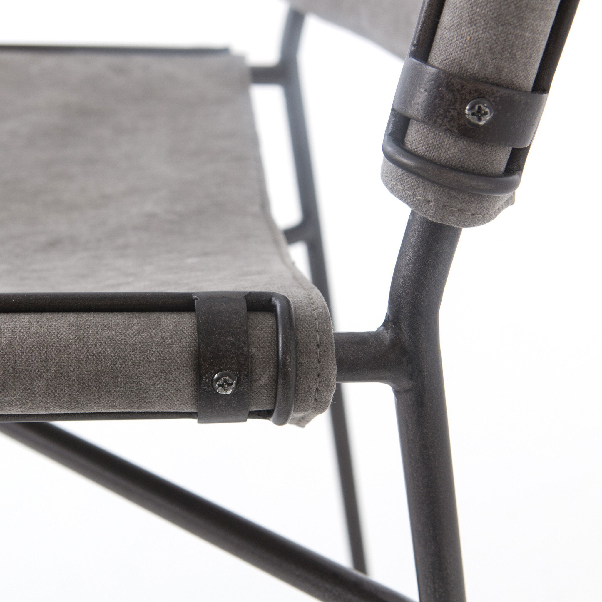 Four Hands Wharton Dining Chair — Stonewash Grey-Waxed Black