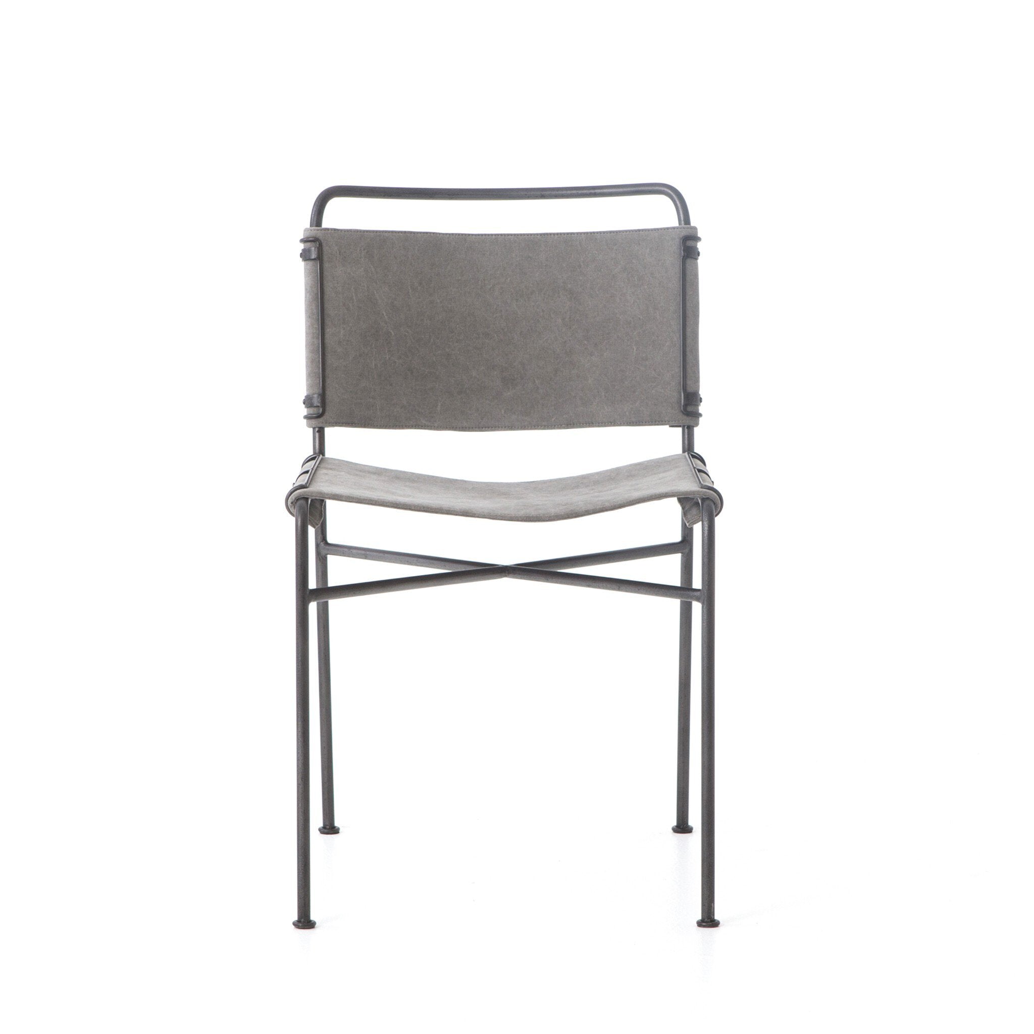 Four Hands Wharton Dining Chair — Stonewash Grey-Waxed Black