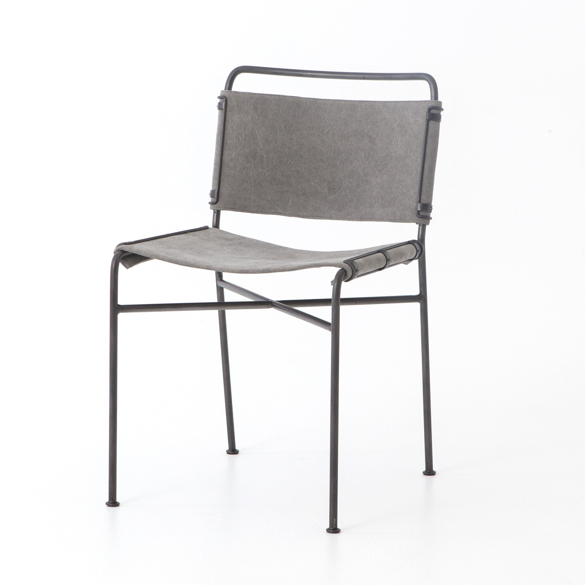Four Hands Wharton Dining Chair — Stonewash Grey-Waxed Black