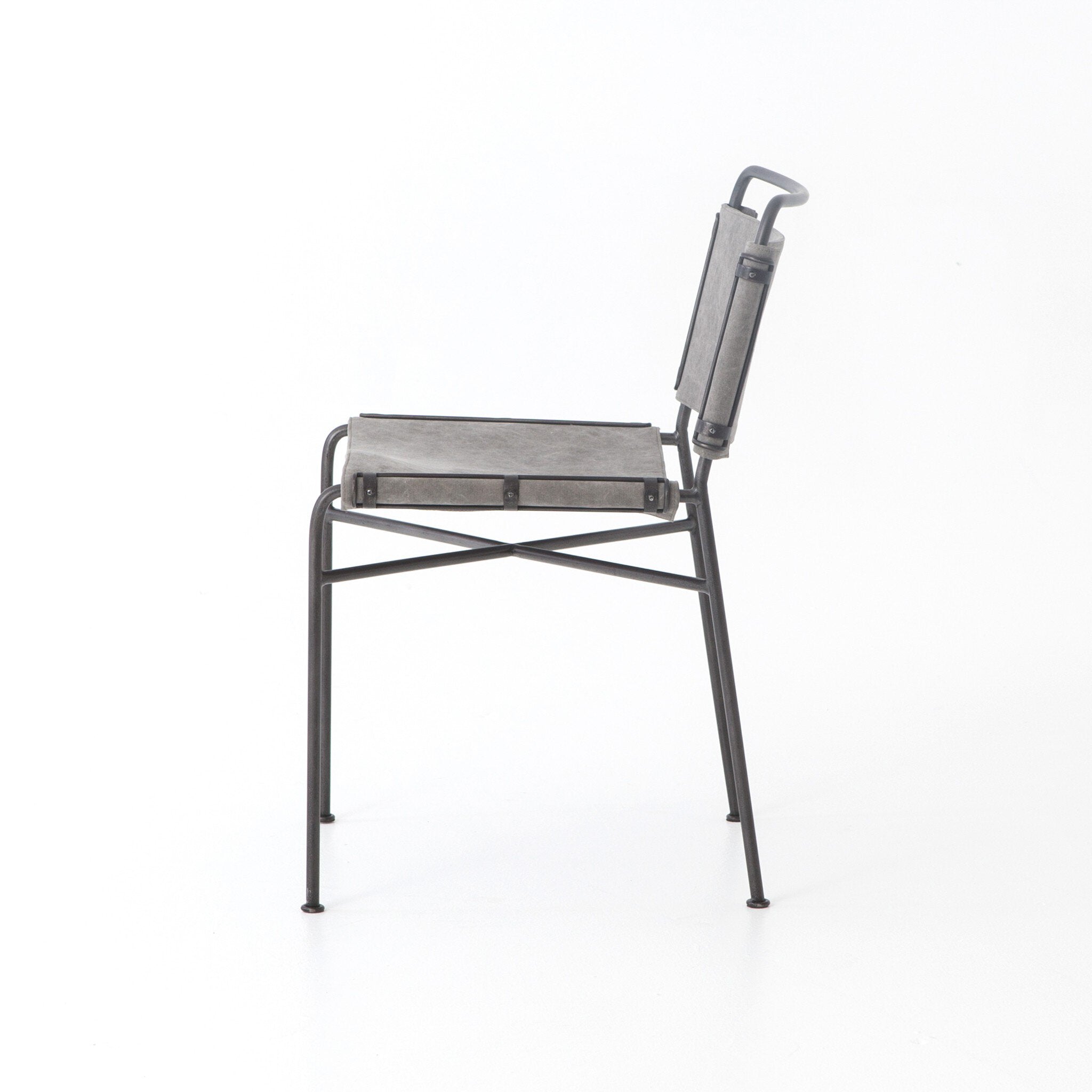 Four Hands Wharton Dining Chair — Stonewash Grey-Waxed Black