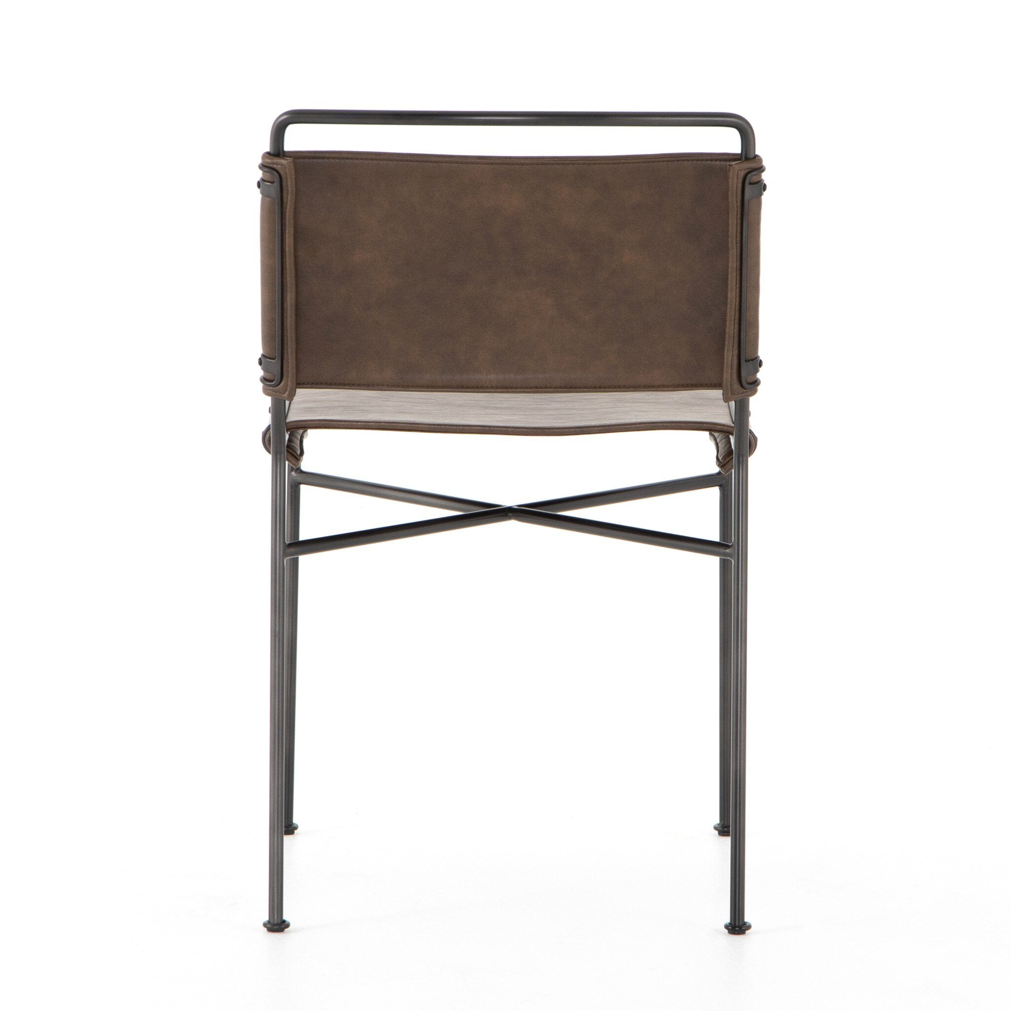Four Hands Wharton Dining Chair — Distressed Brown-Waxed Black
