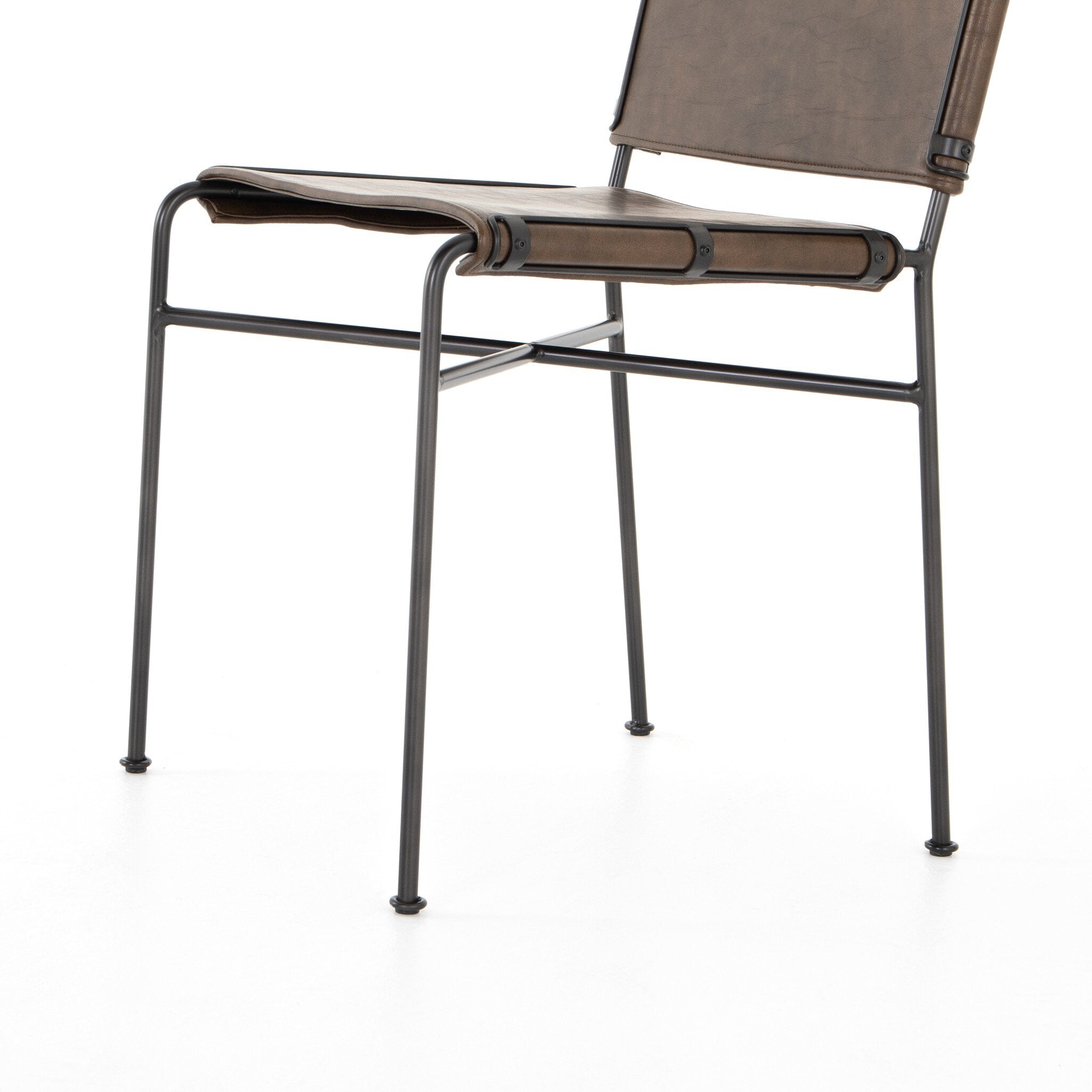 Four Hands Wharton Dining Chair — Distressed Brown-Waxed Black