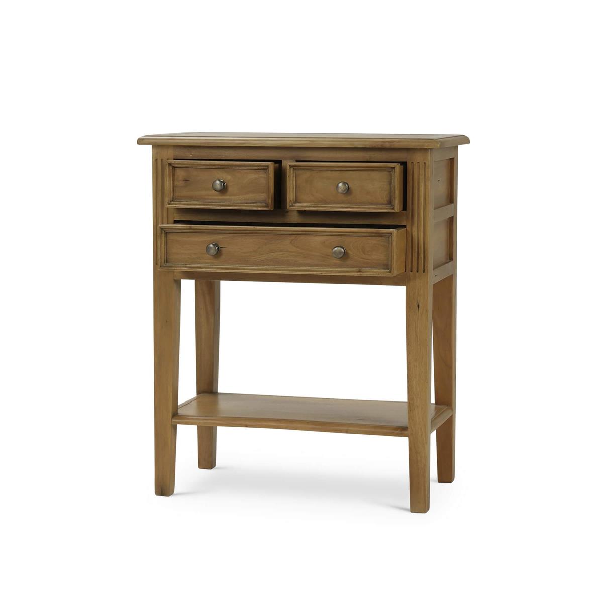 Bramble Eton 3 Drawer Side Table — Antique French Oak