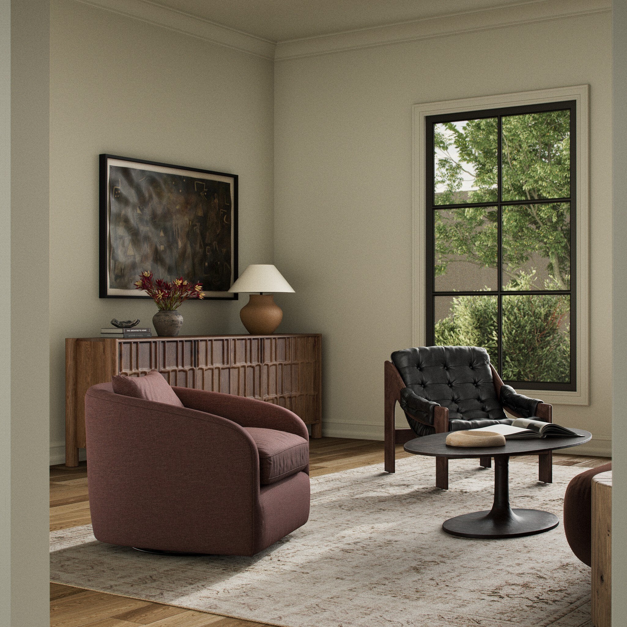 Four Hands Topanga Swivel Chair — Laughlin Plum