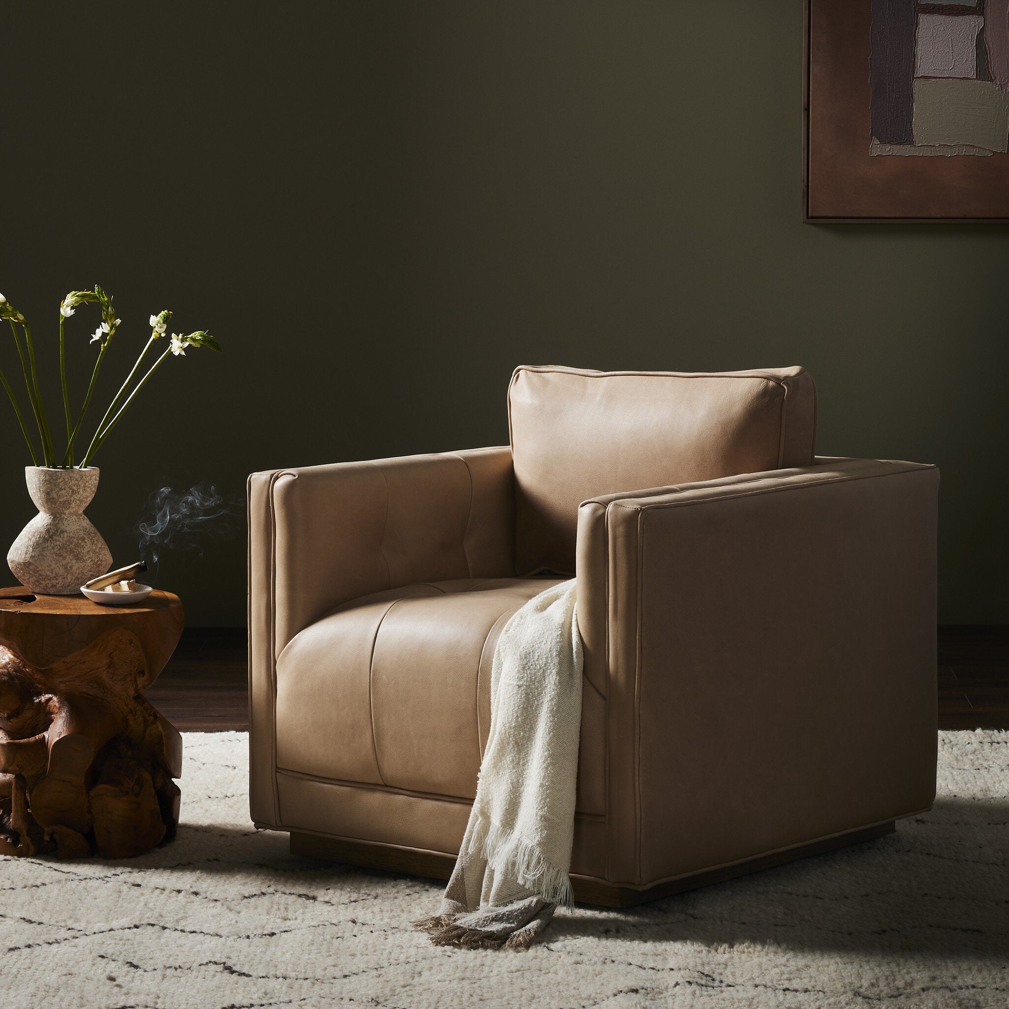 Four Hands Kiera Swivel Chair — Palermo Nude-Whitewash