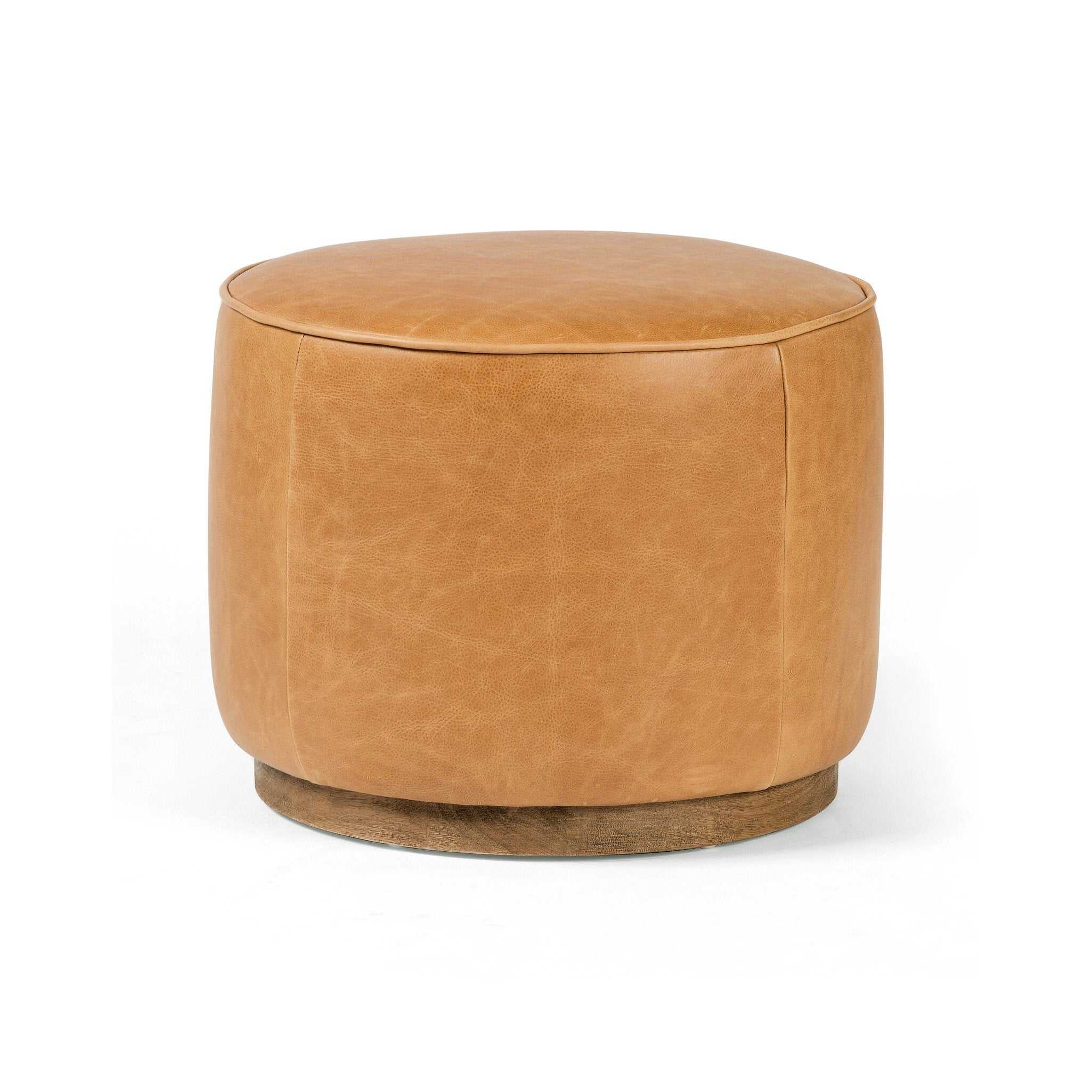 Four Hands Sinclair Round Ottoman — Palermo Butterscotch-Distressed Natural