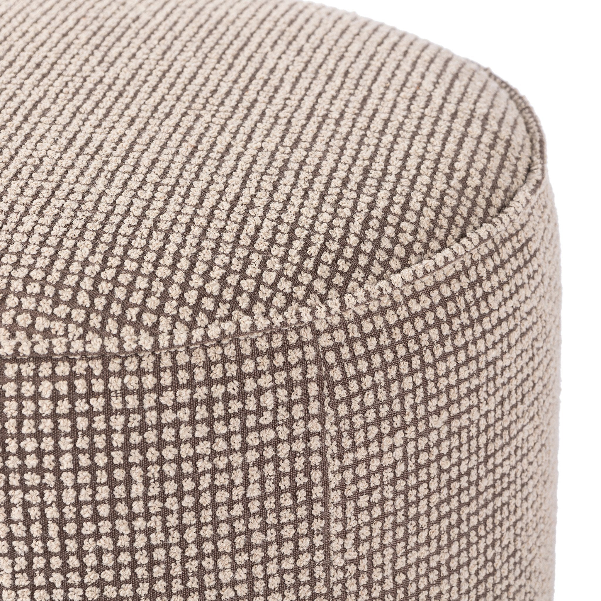 Four Hands Sinclair Round Ottoman — Barrow Taupe-Sienna Brown