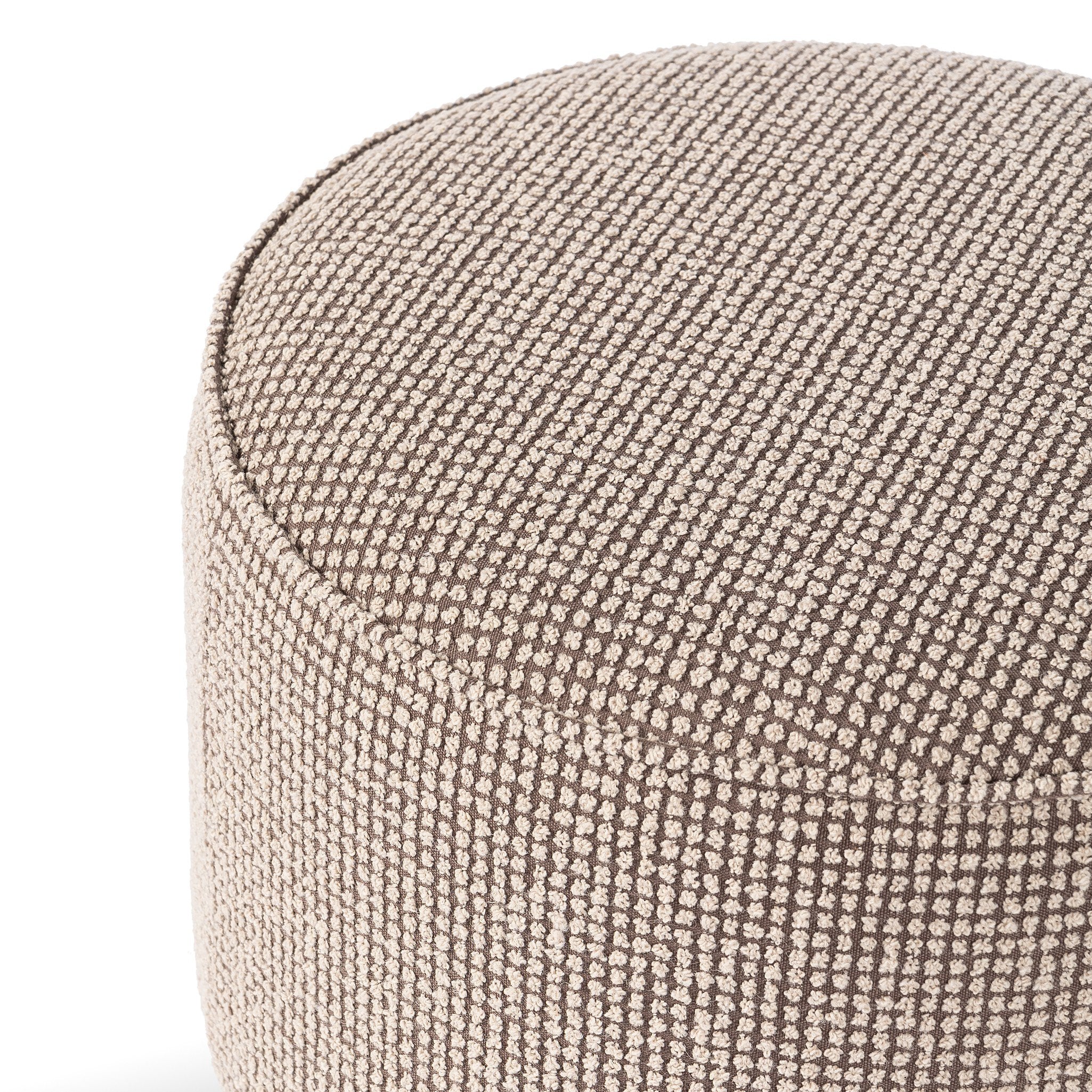 Four Hands Sinclair Round Ottoman — Barrow Taupe-Sienna Brown