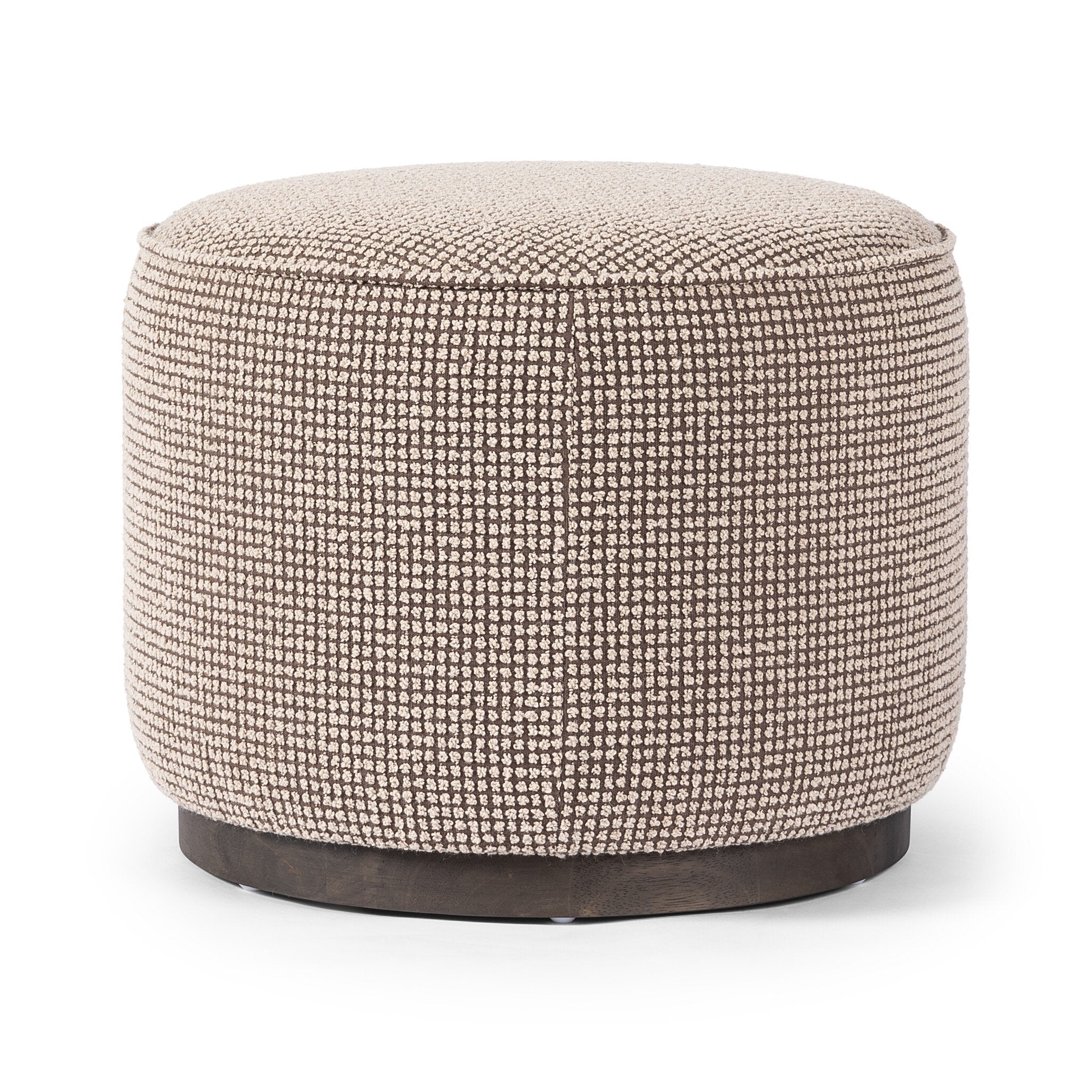 Four Hands Sinclair Round Ottoman — Barrow Taupe-Sienna Brown