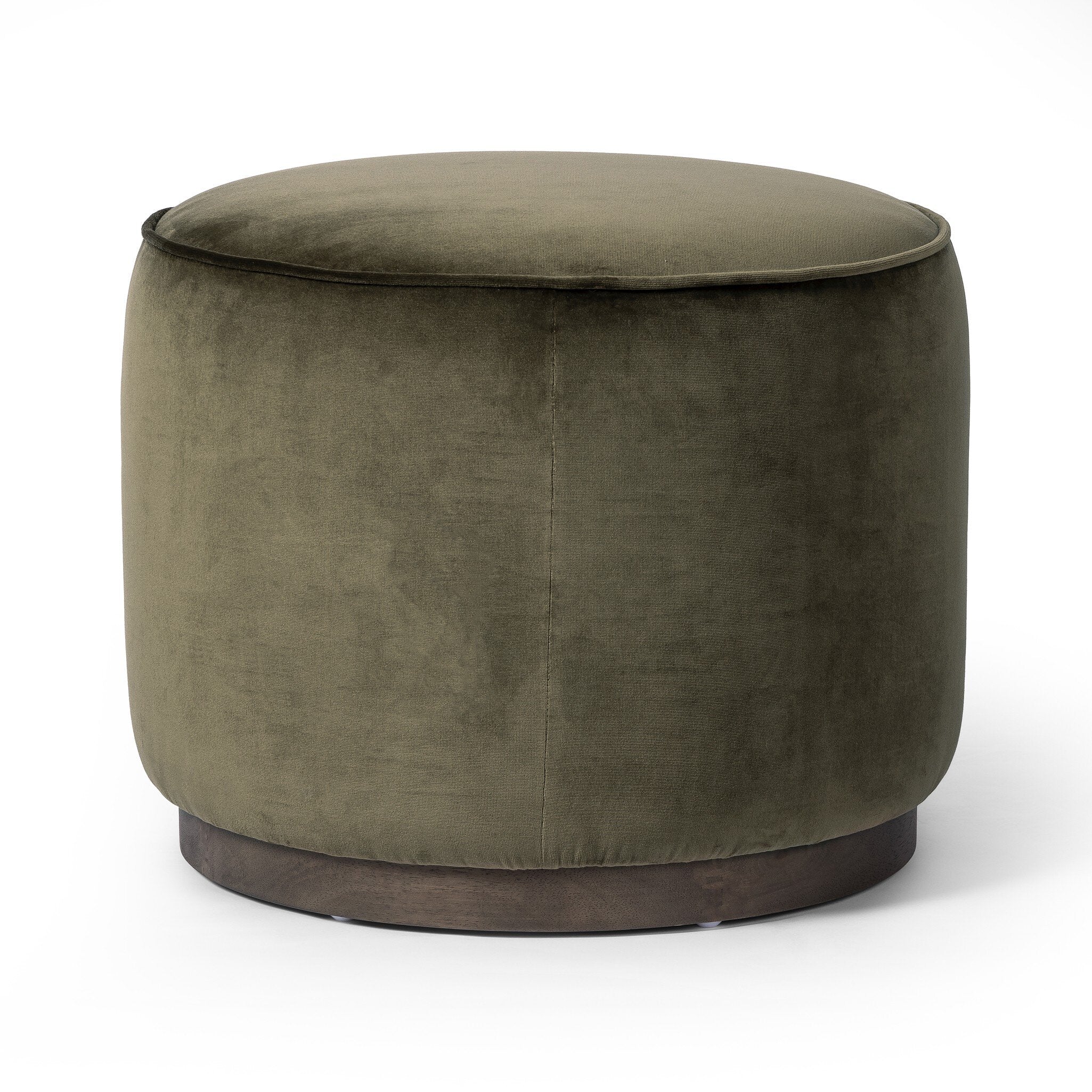 Four Hands Sinclair Round Ottoman — Surrey Olive-Sienna Brown