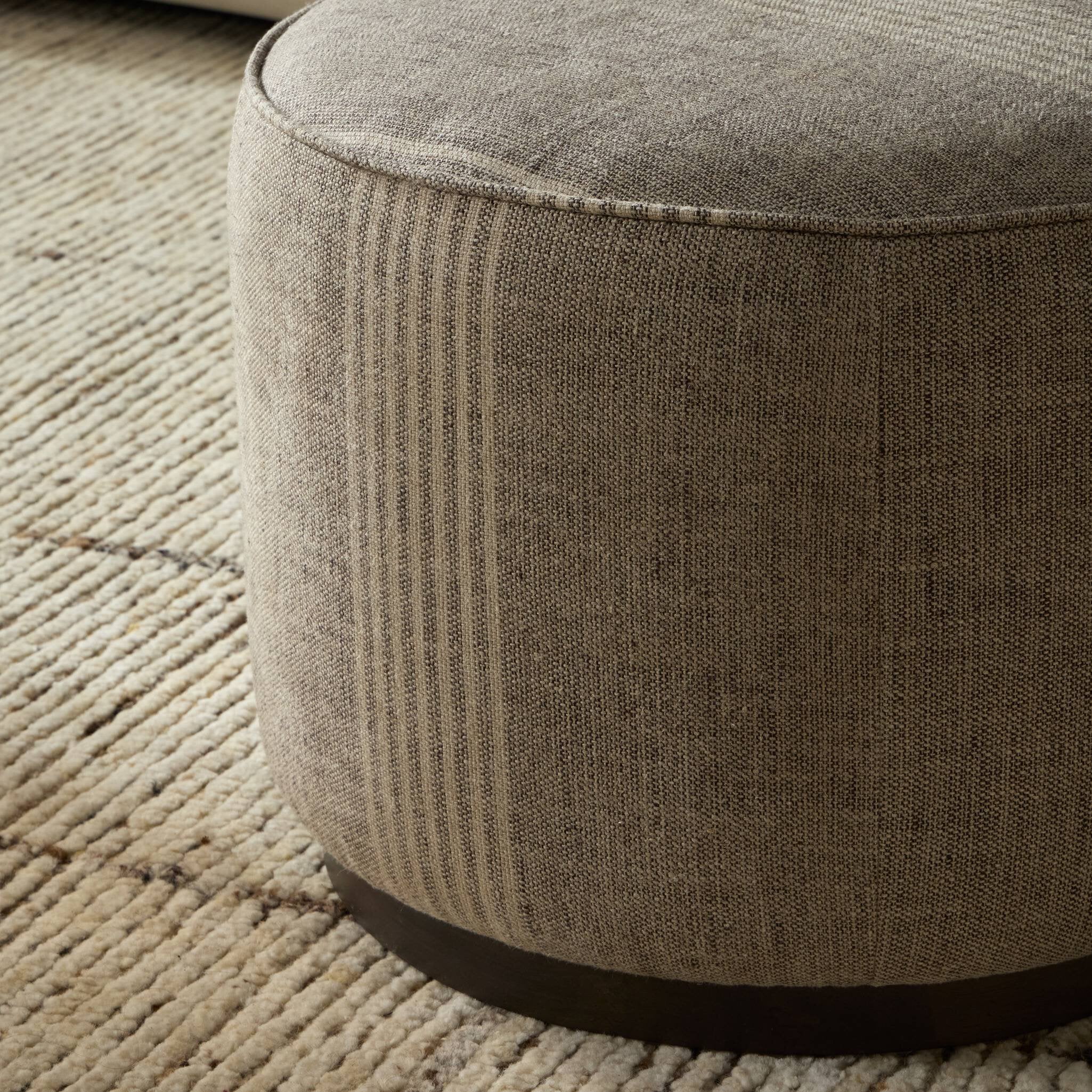 Four Hands Sinclair Round Ottoman — Manchester Flint-Sienna Brown