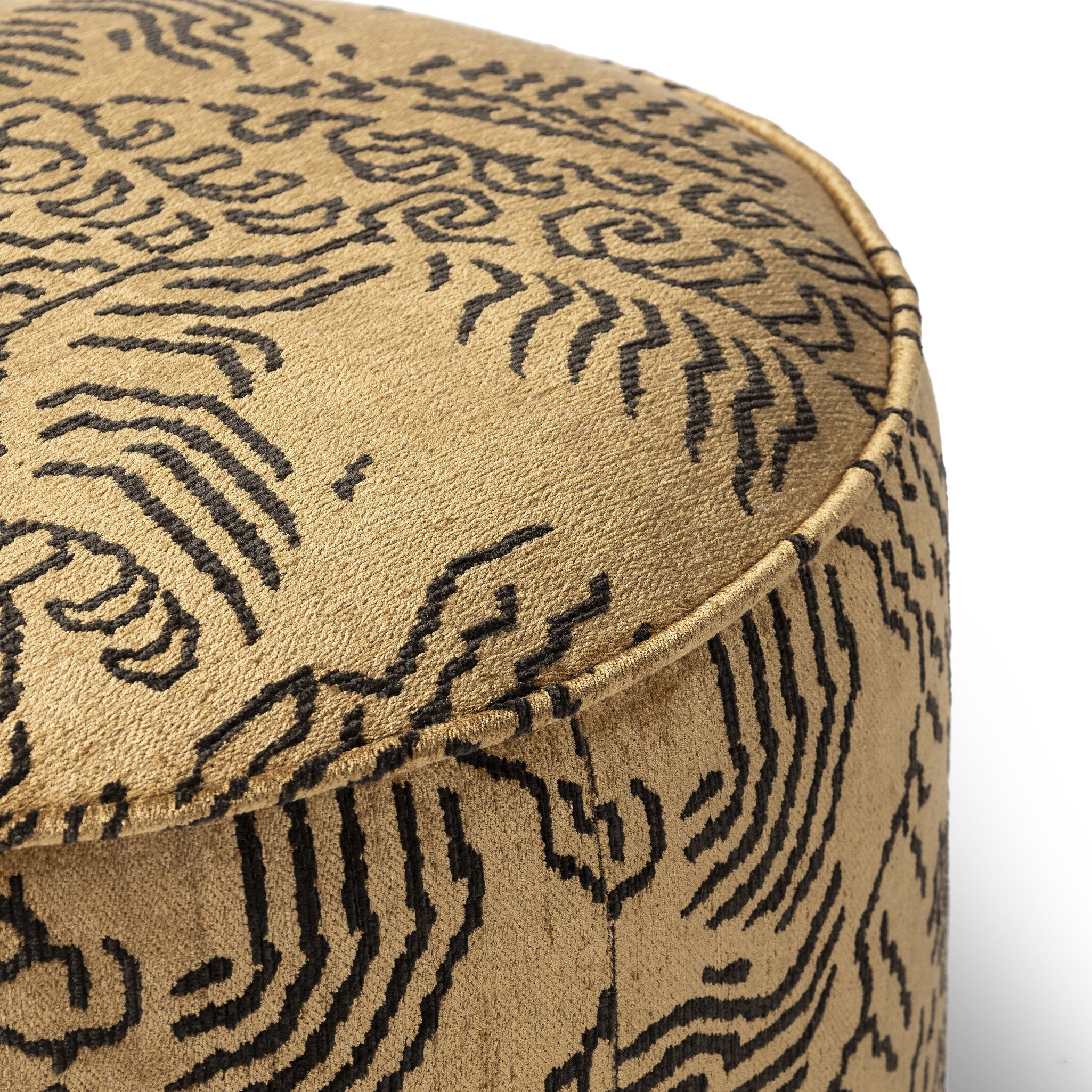Four Hands Sinclair Round Ottoman — Balkan Ochre-Sienna Brown
