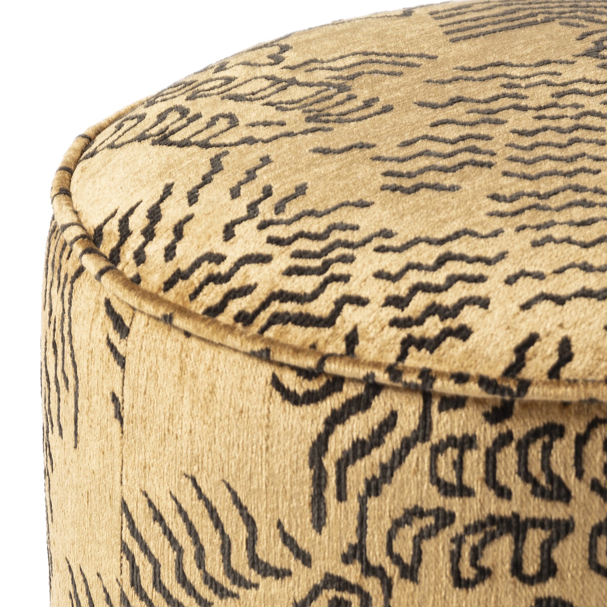 Four Hands Sinclair Round Ottoman — Balkan Ochre-Sienna Brown