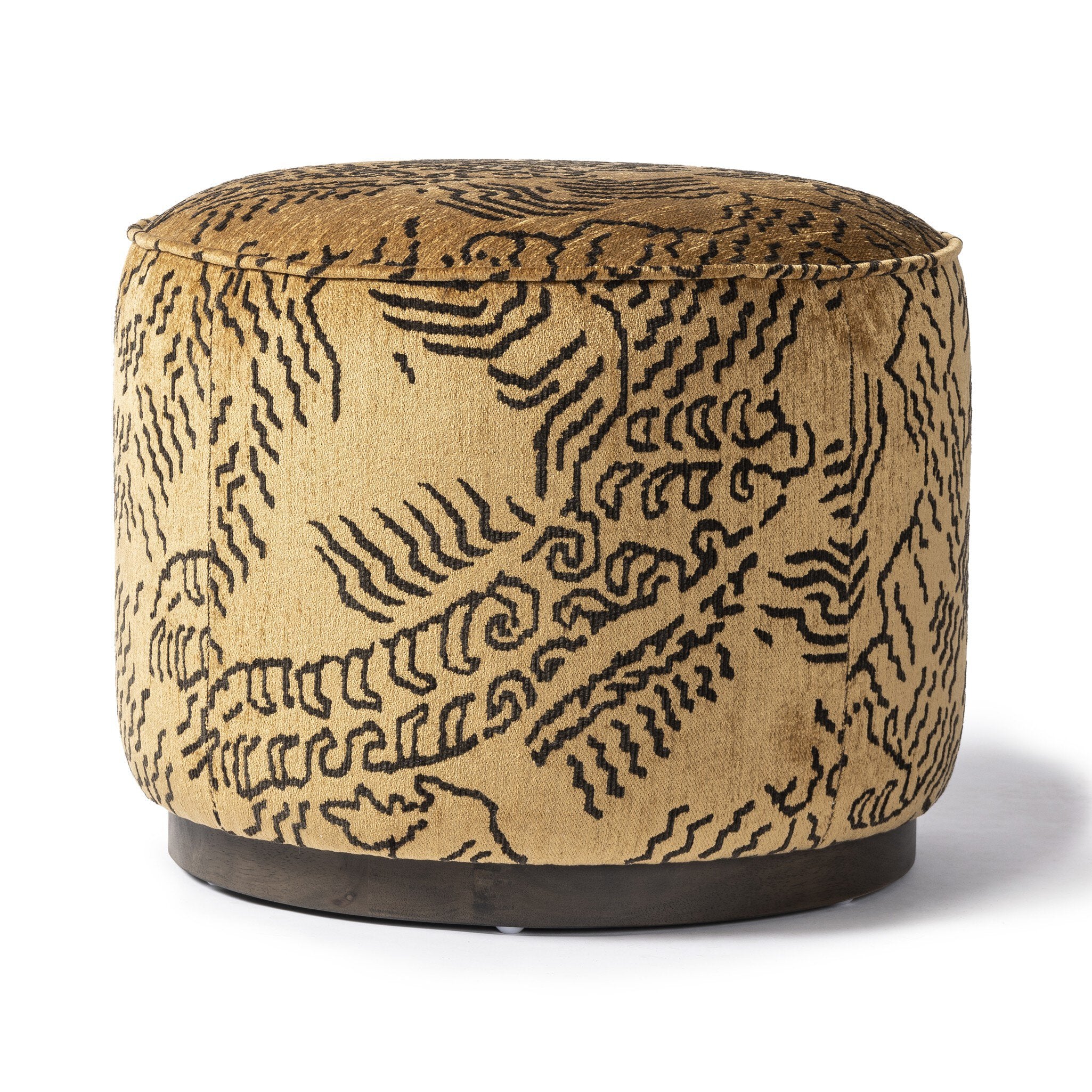 Four Hands Sinclair Round Ottoman — Balkan Ochre-Sienna Brown