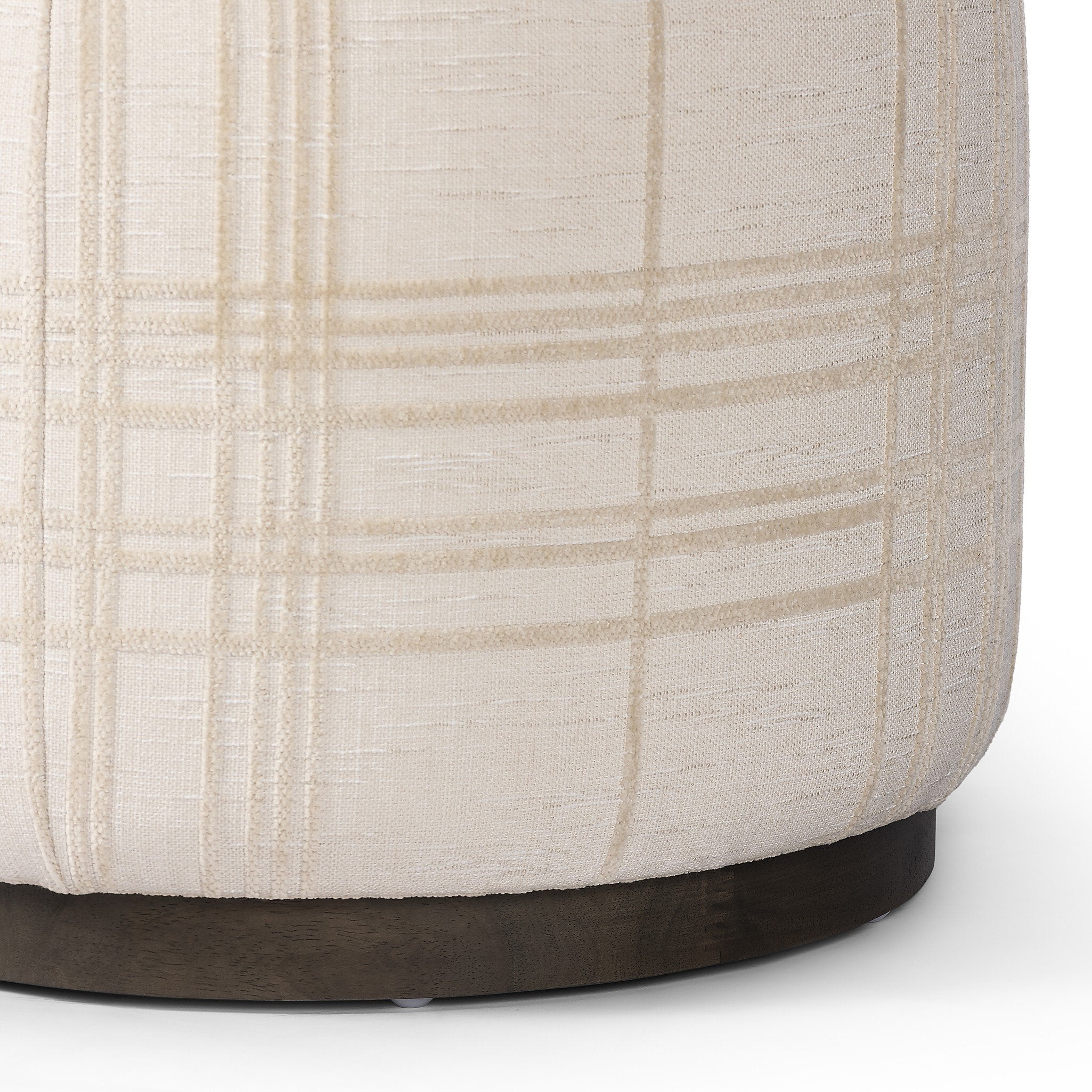 Four Hands Sinclair Round Ottoman — Sheffield Ivory-Sienna Brown