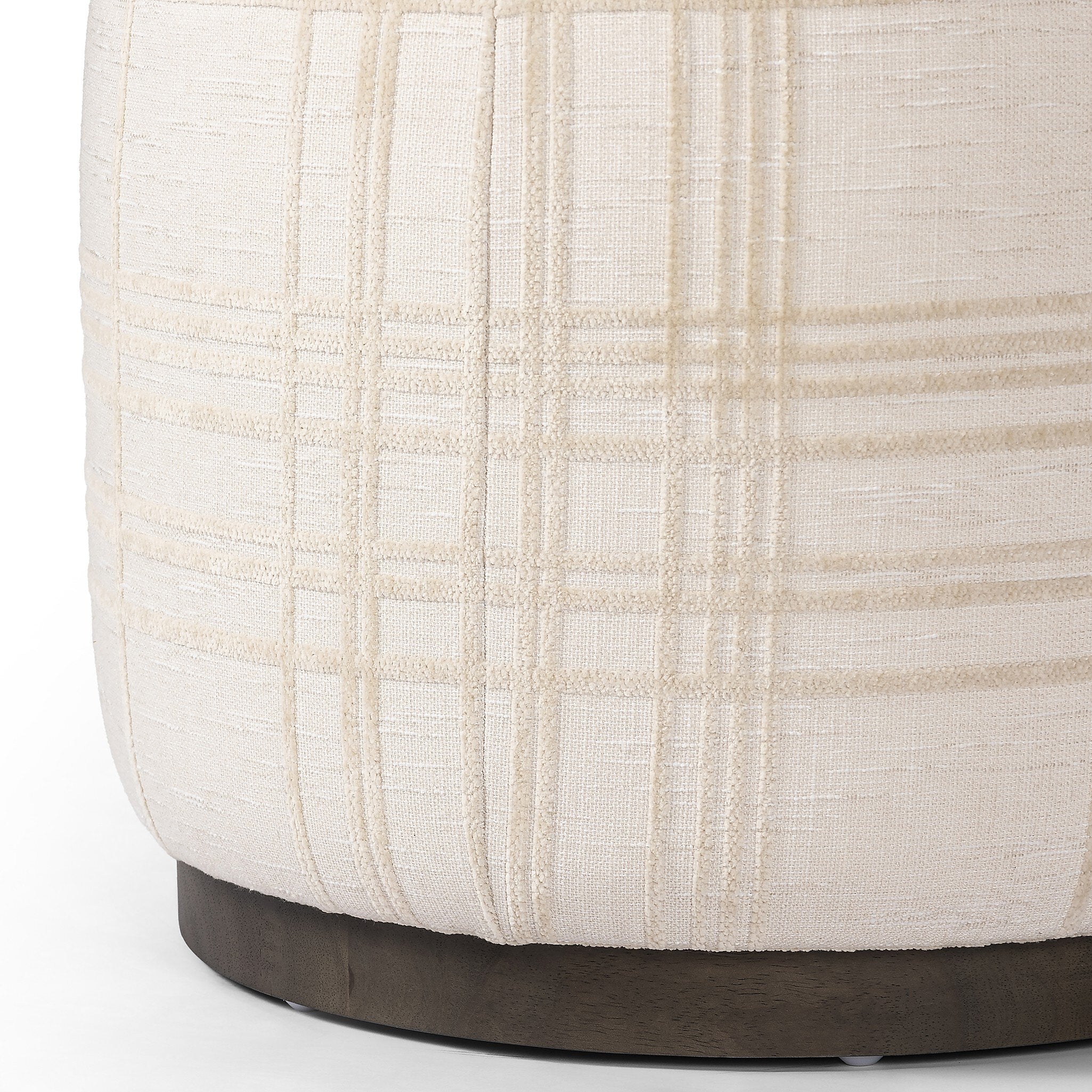 Four Hands Sinclair Round Ottoman — Sheffield Ivory-Sienna Brown