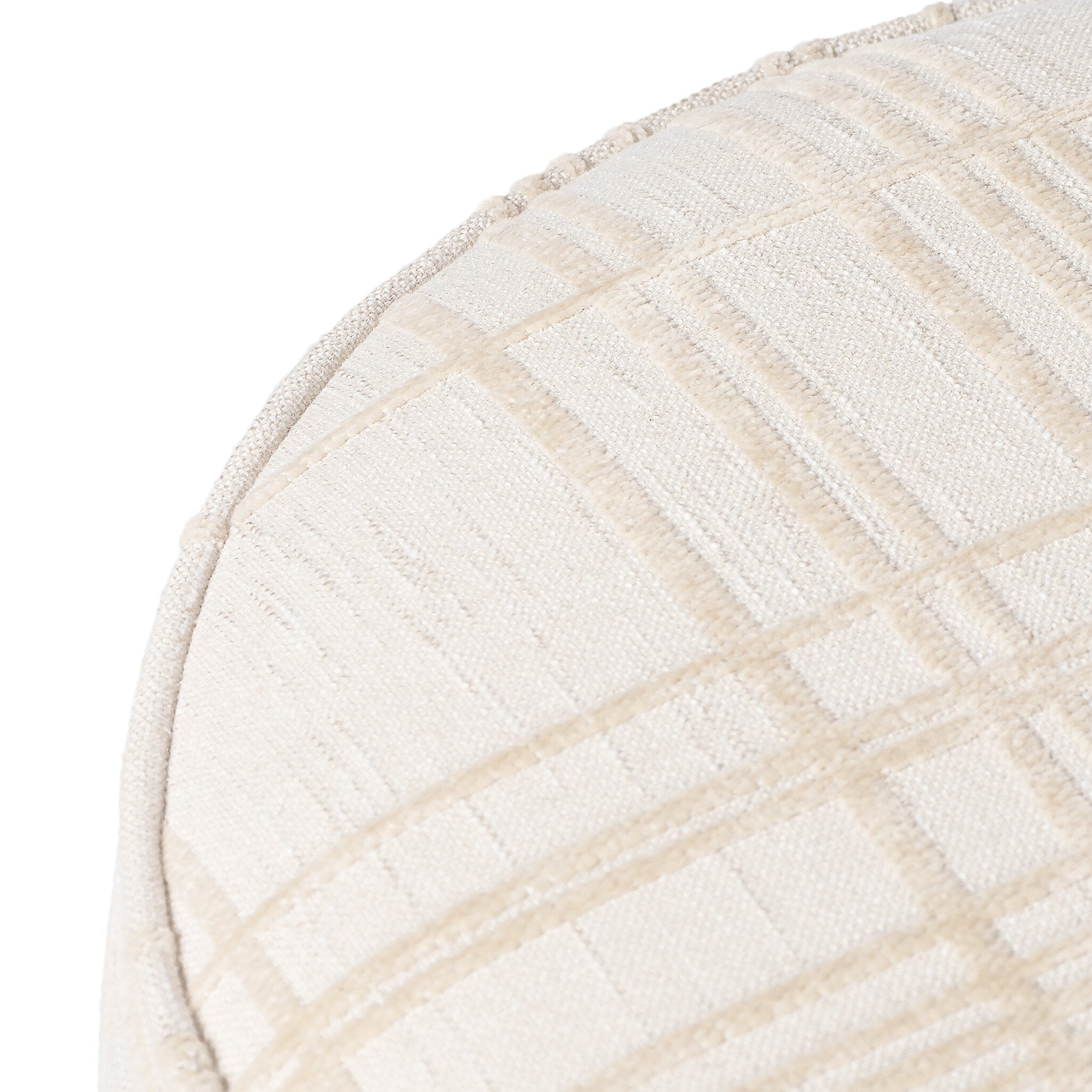 Four Hands Sinclair Round Ottoman — Sheffield Ivory-Sienna Brown