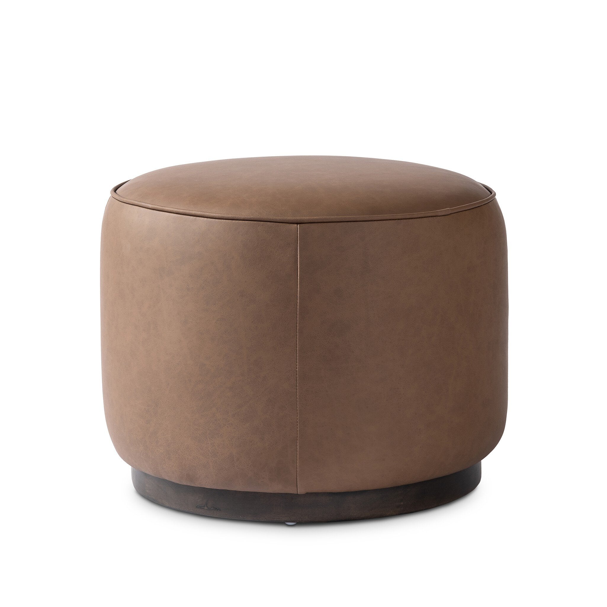 Four Hands Sinclair Round Ottoman — Maestro Cigar-Sienna Brown