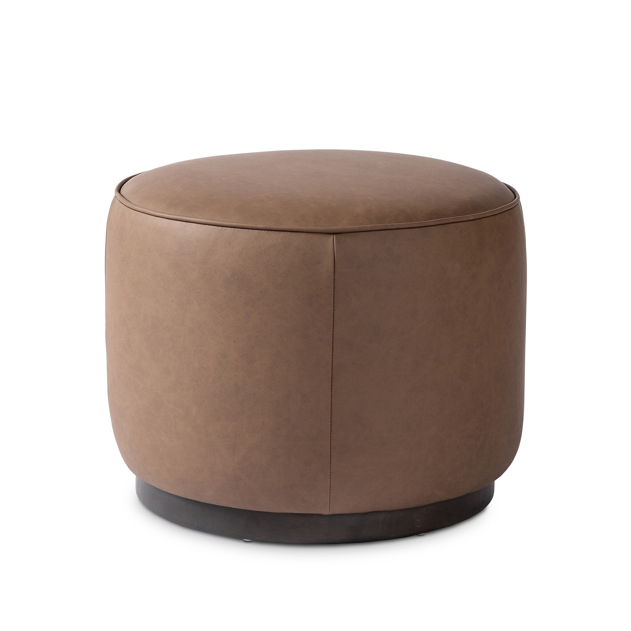 Four Hands Sinclair Round Ottoman — Maestro Cigar-Sienna Brown